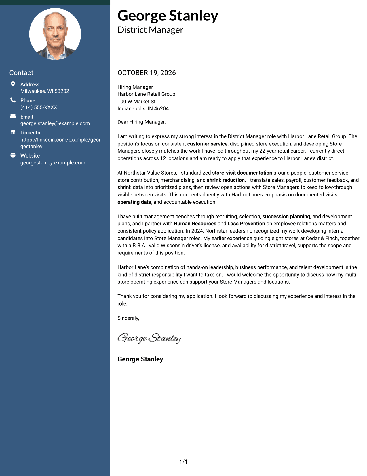 Cover letter example — page 1