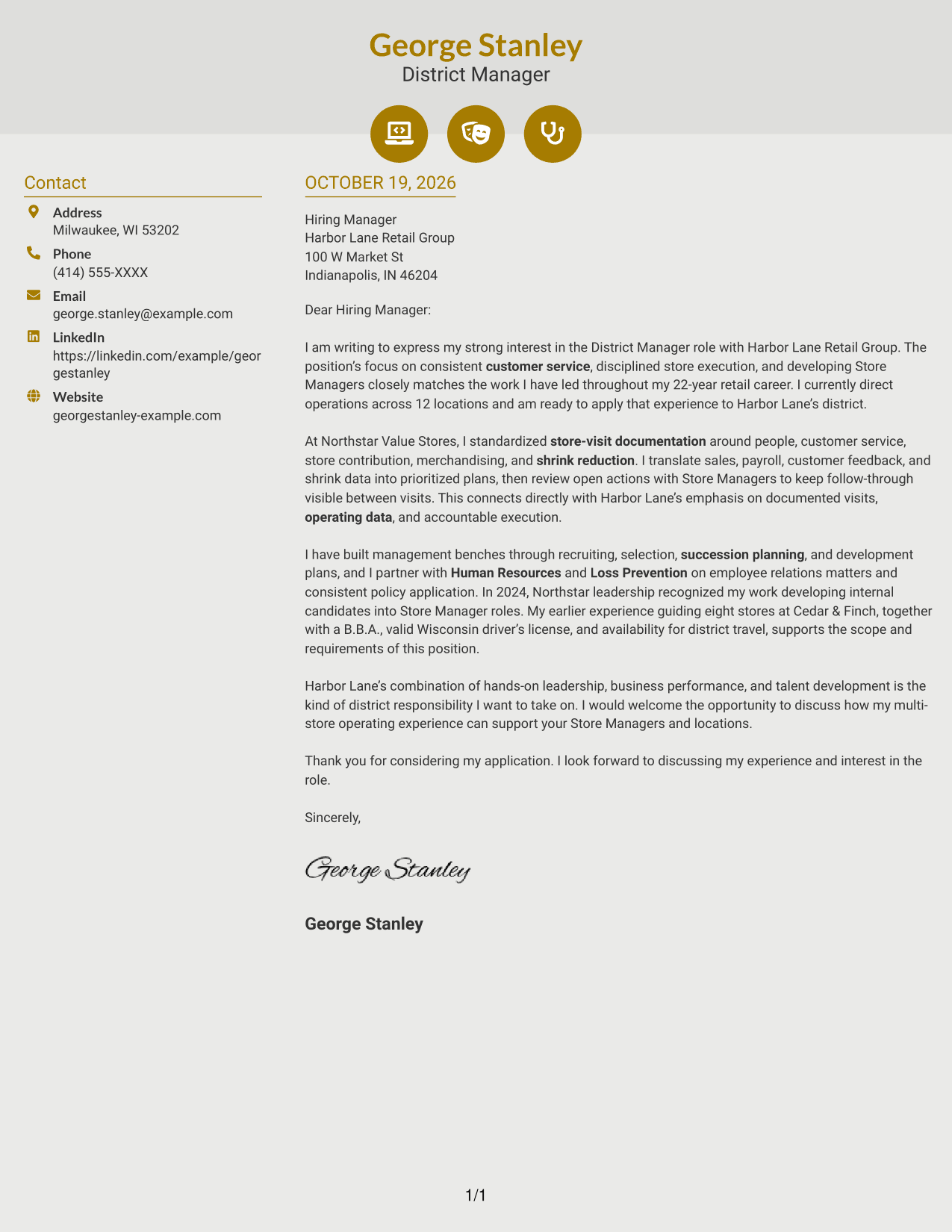 Cover letter example — page 1