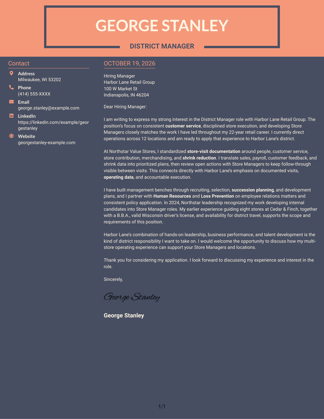 Cover letter example — page 1
