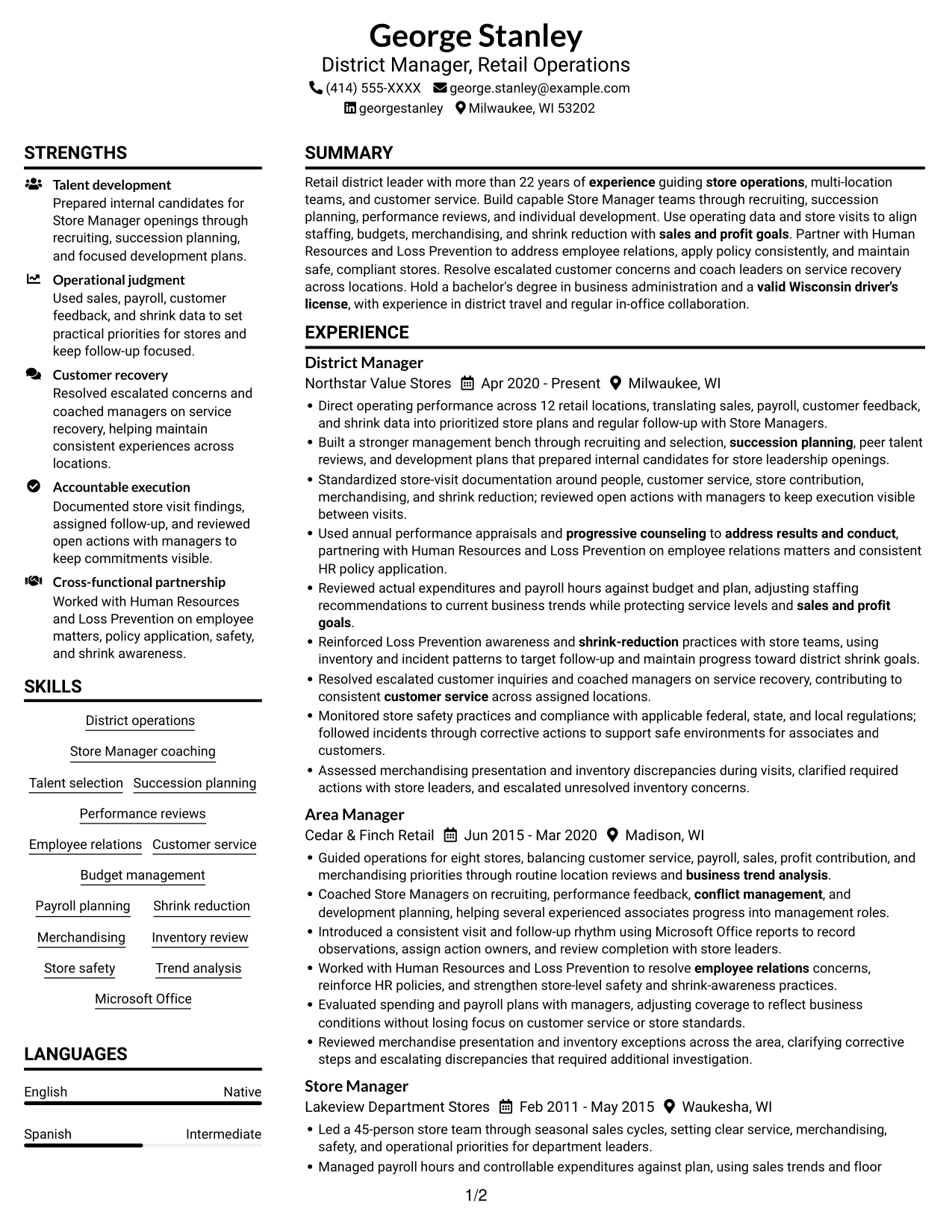 Resume example — page 1