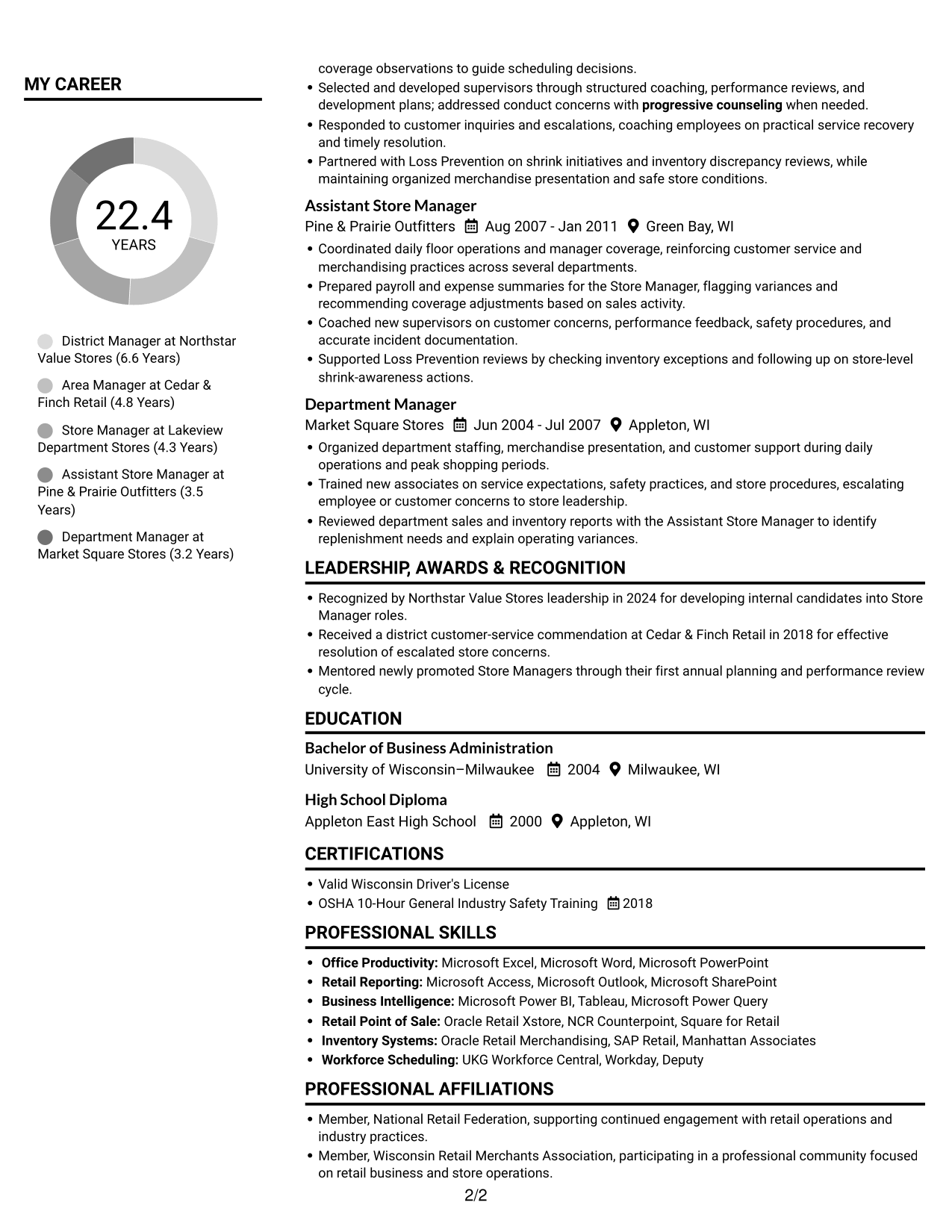 Resume example — page 2