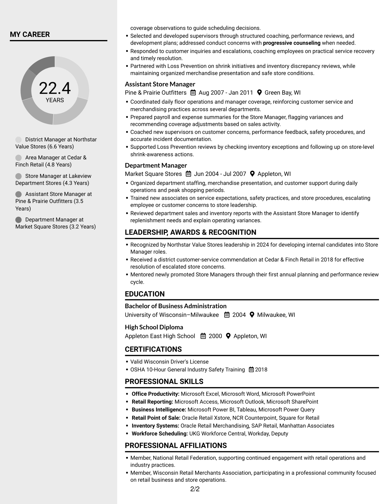 Resume example — page 2