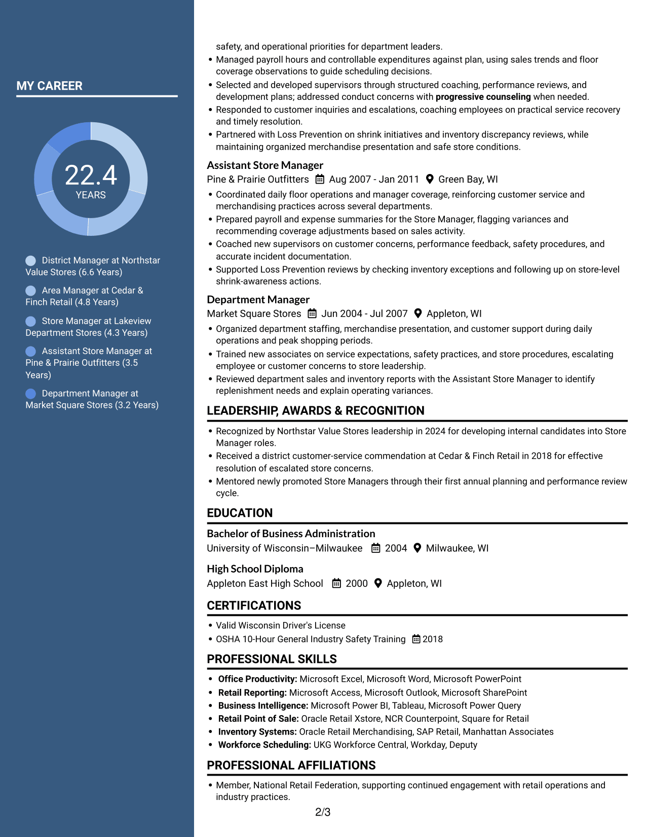 Resume example — page 2