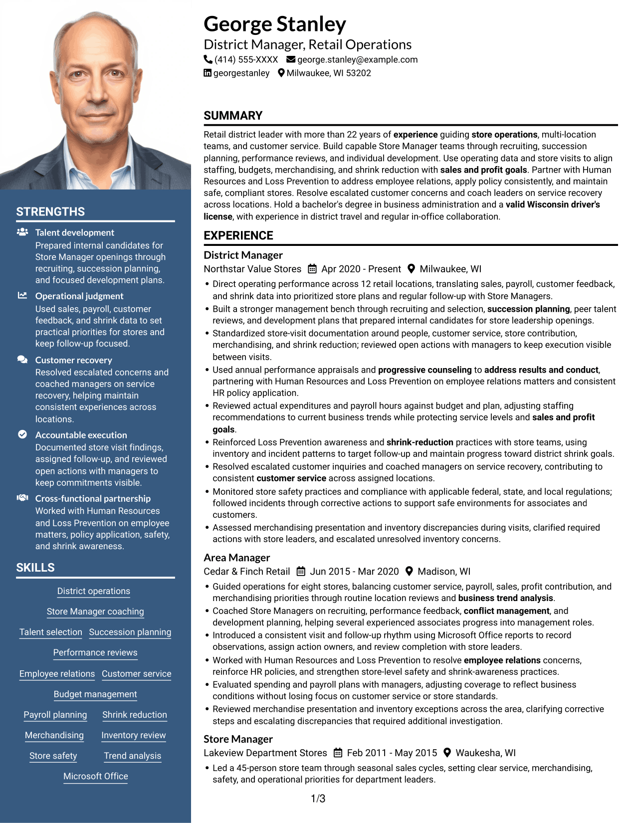 Resume example — page 1