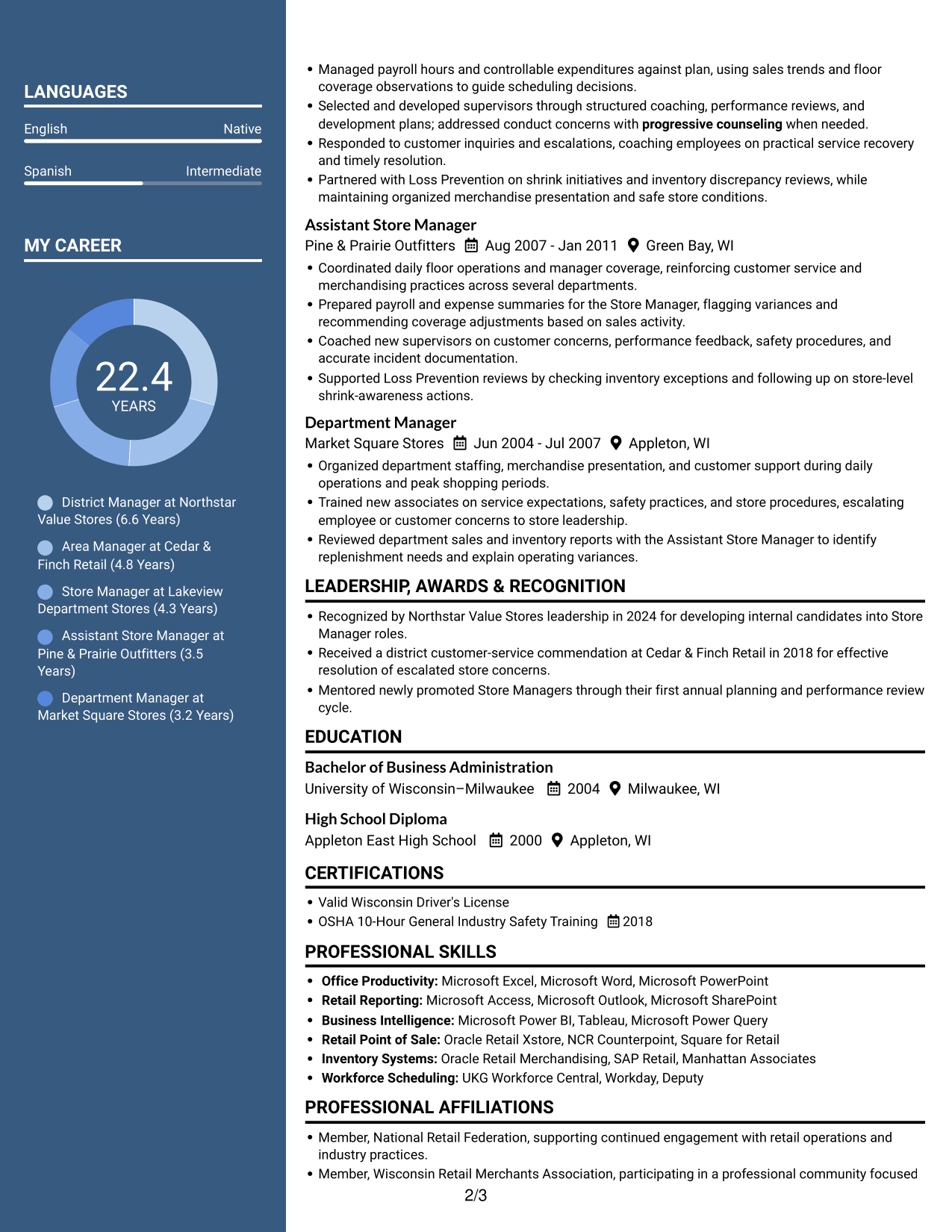 Resume example — page 2
