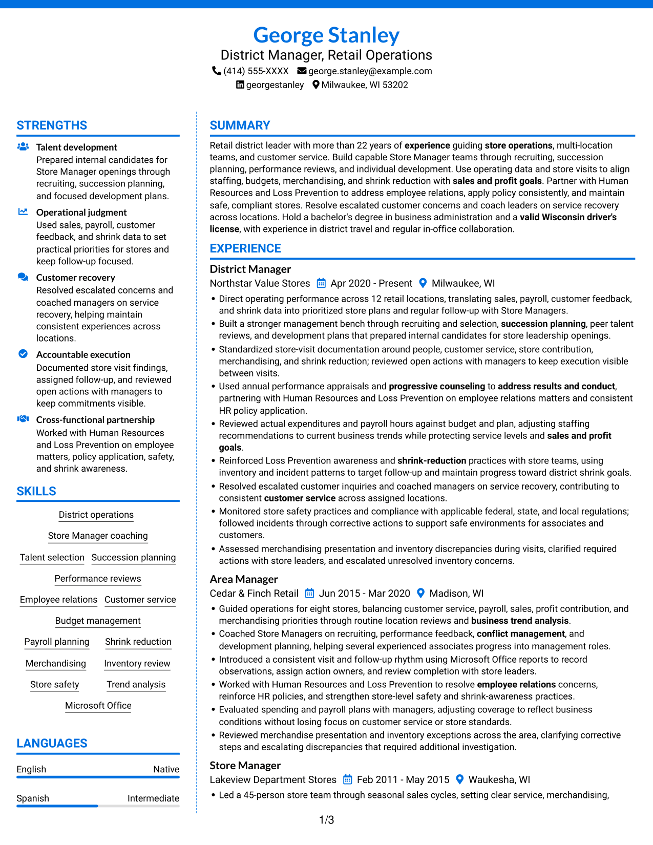 Resume example — page 1