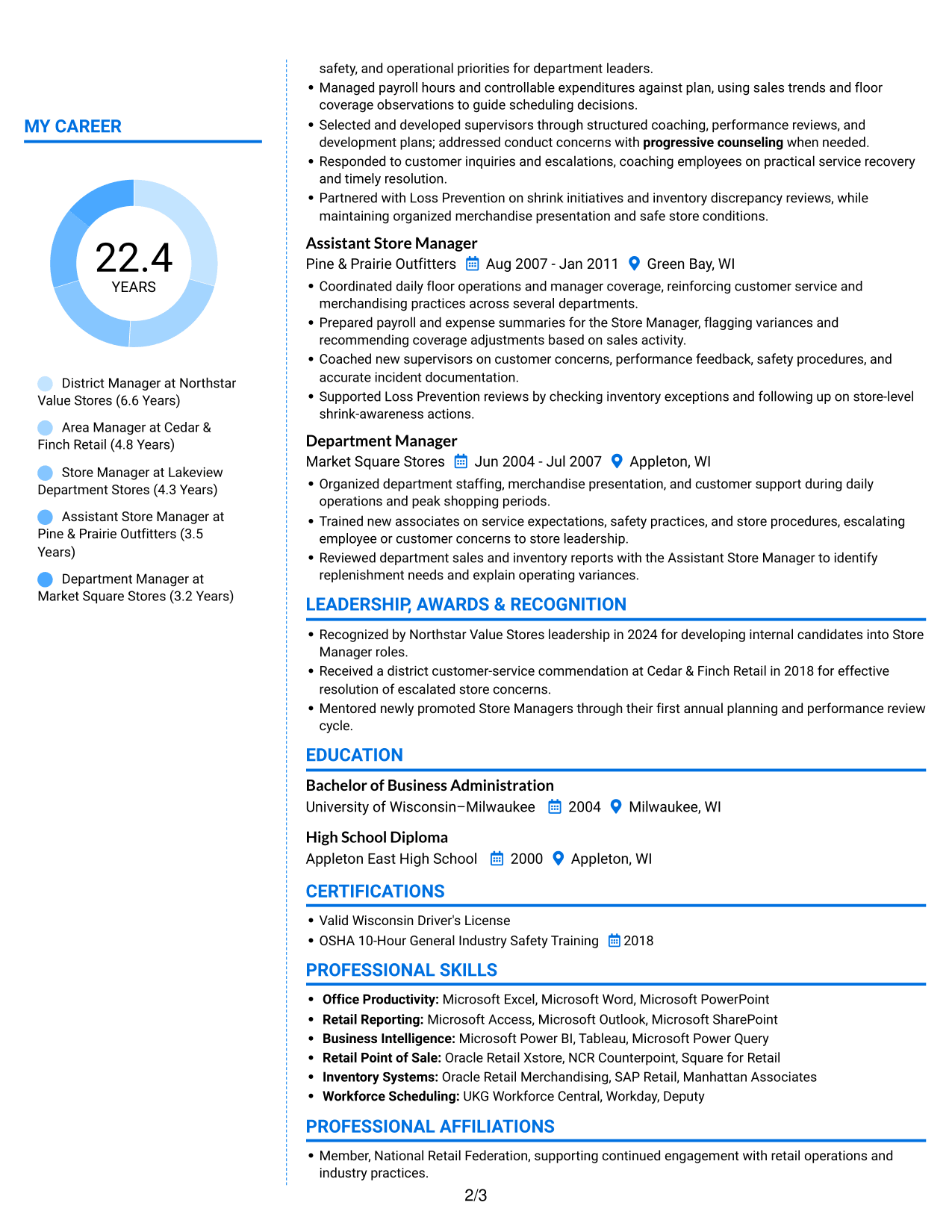 Resume example — page 2