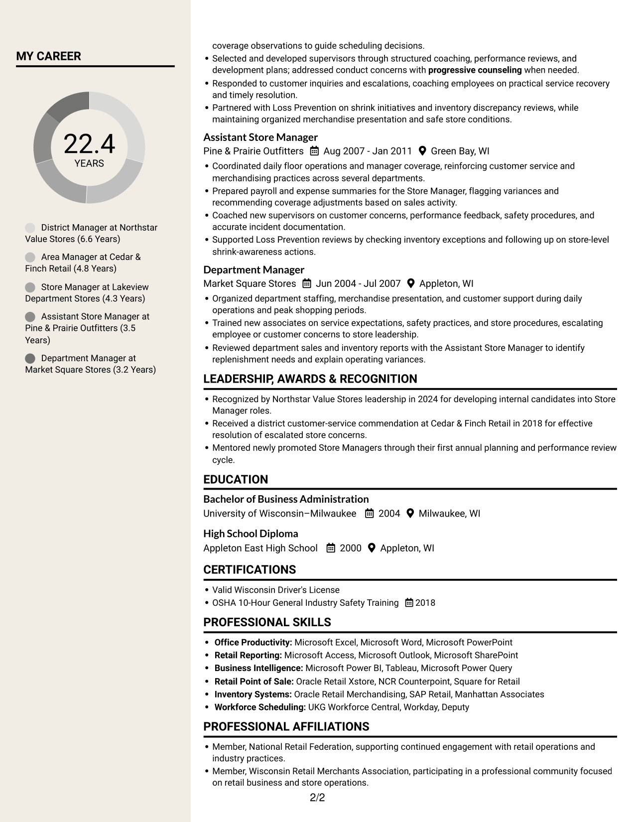 Resume example — page 2