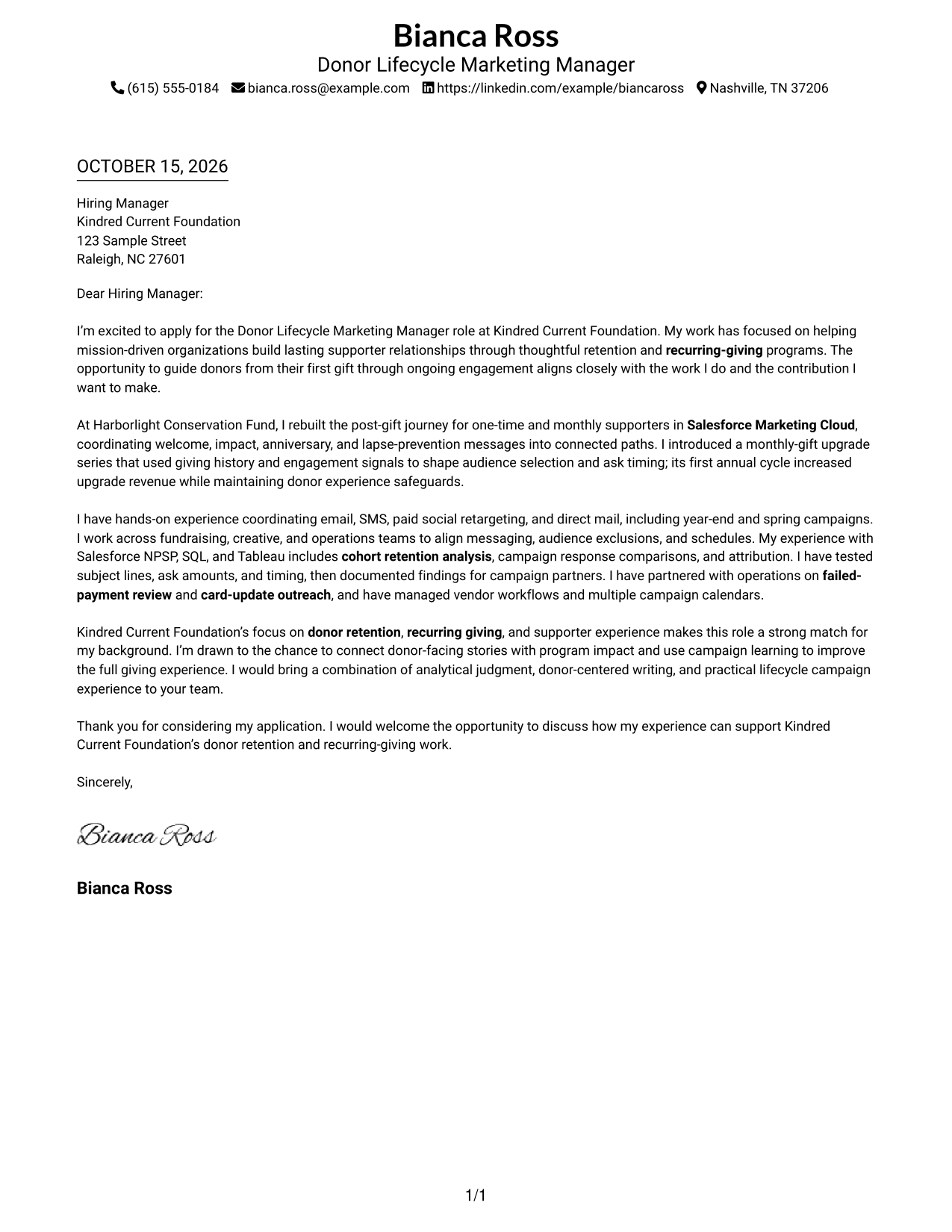 Cover letter example — page 1