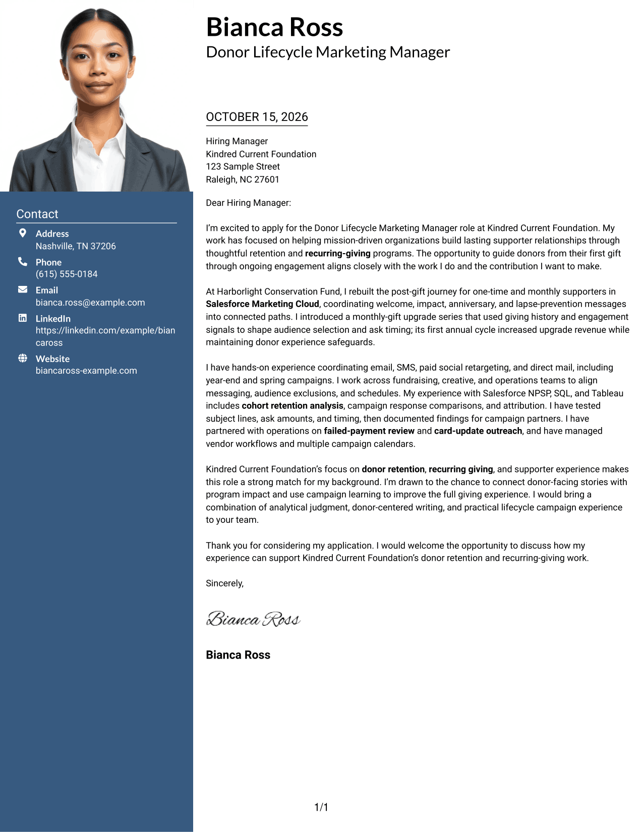 Cover letter example — page 1