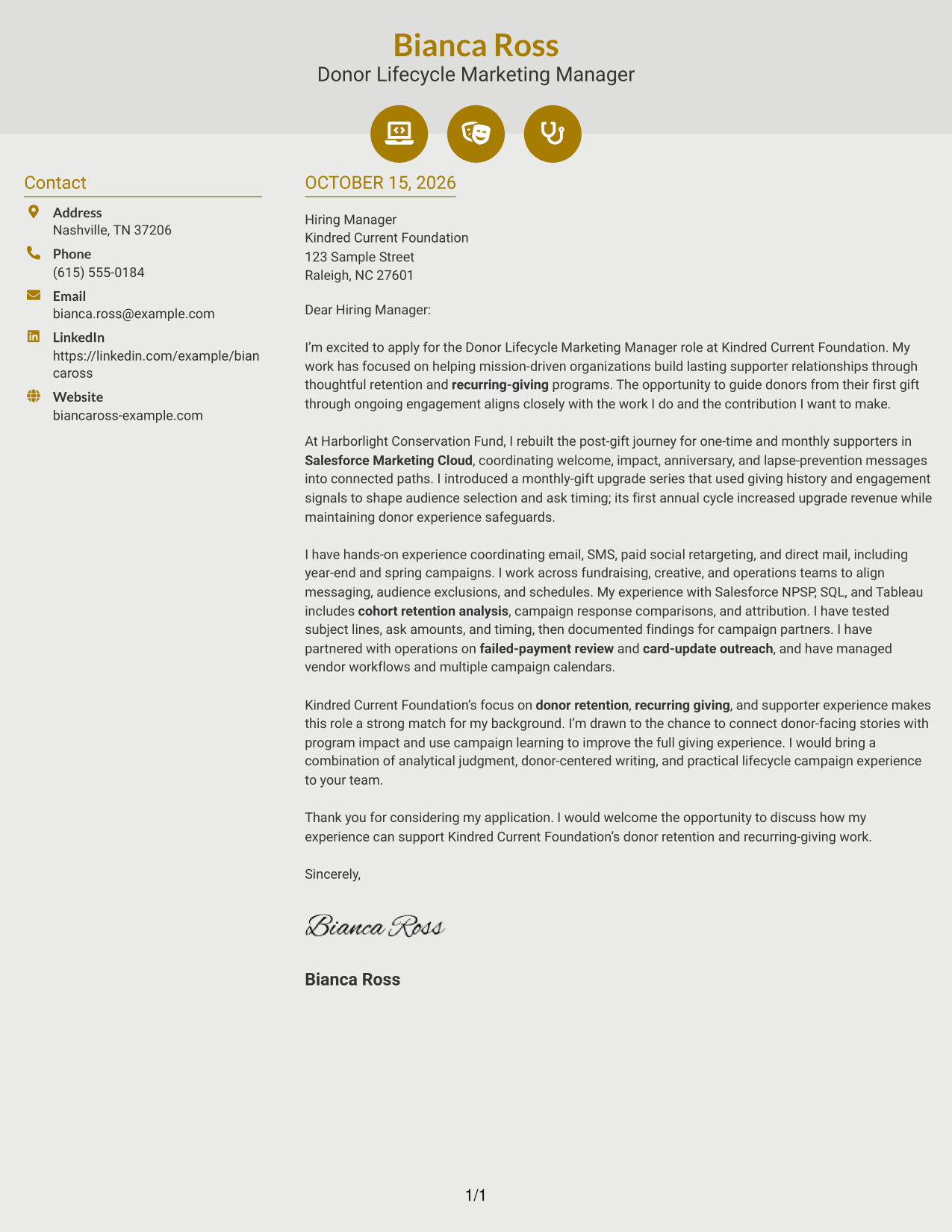 Cover letter example — page 1