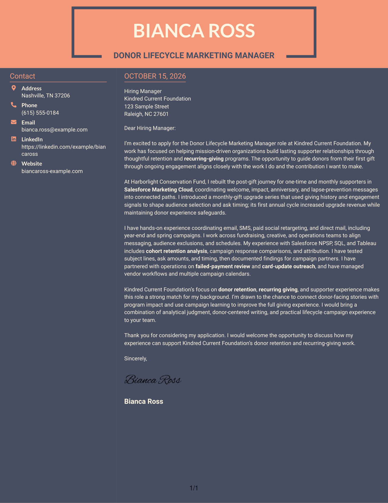 Cover letter example — page 1