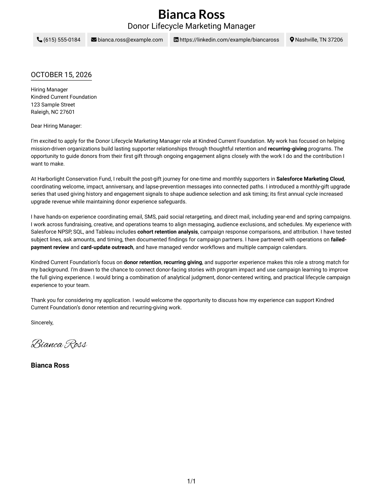 Cover letter example — page 1