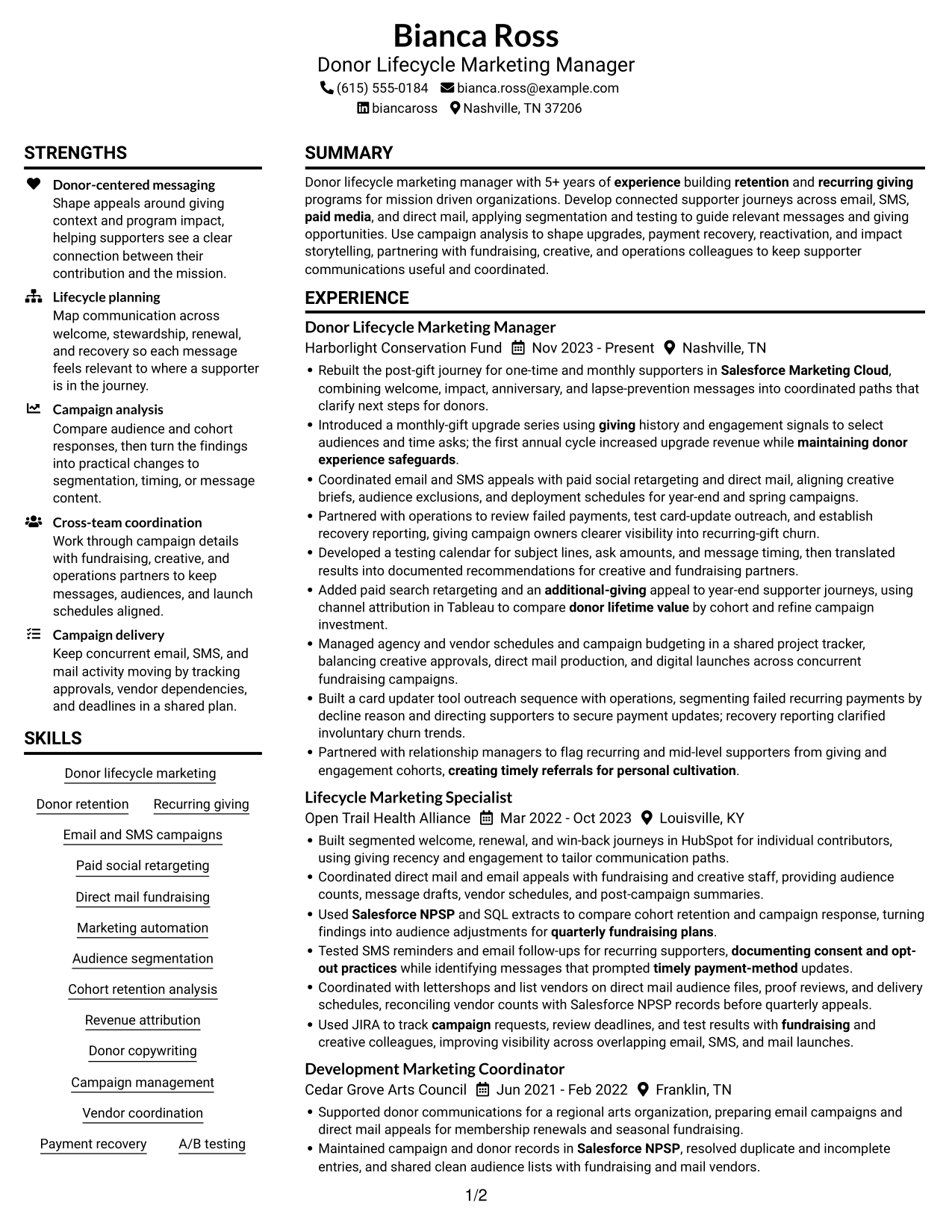 Resume example — page 1