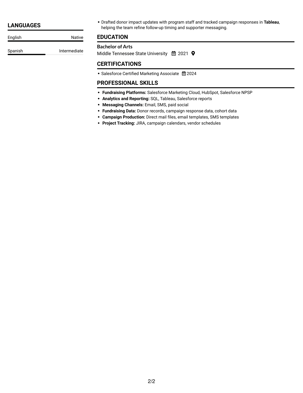 Resume example — page 2