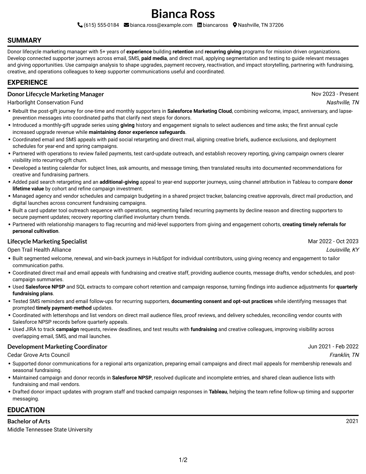 Resume example — page 1