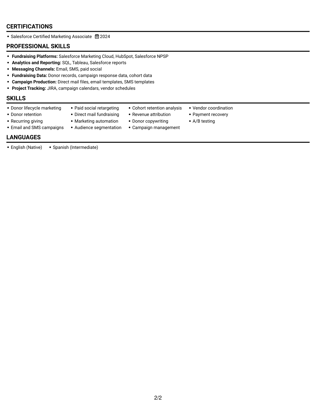 Resume example — page 2