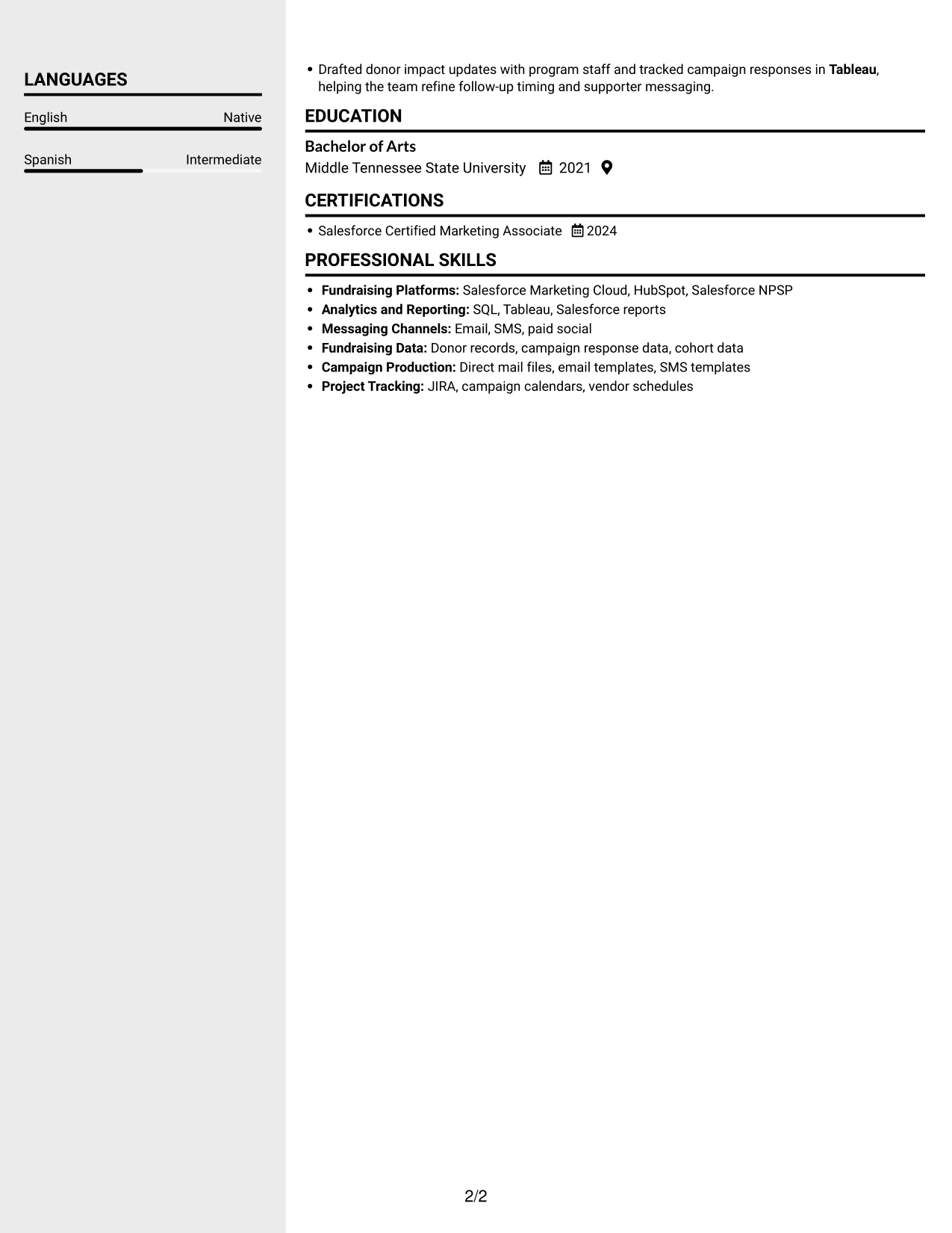 Resume example — page 2