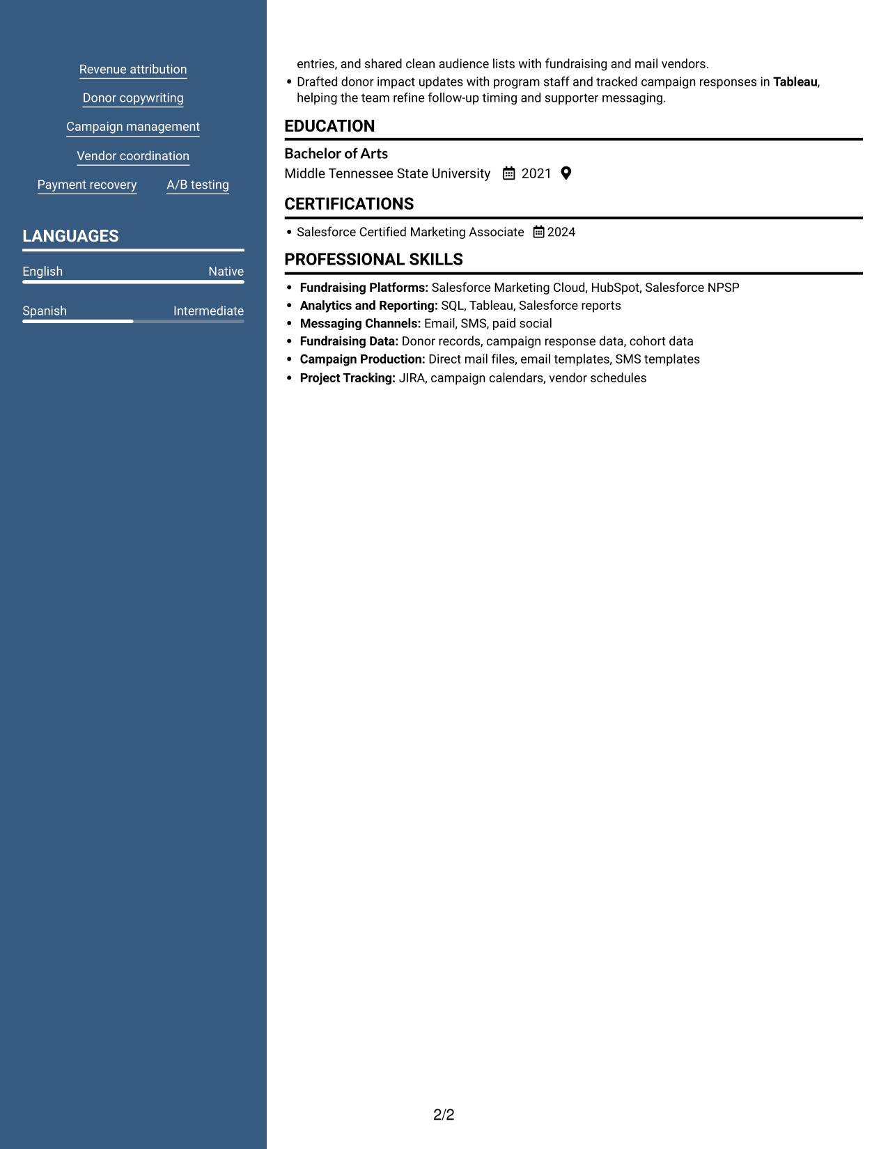Resume example — page 2