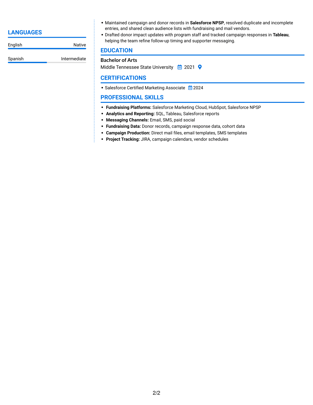 Resume example — page 2