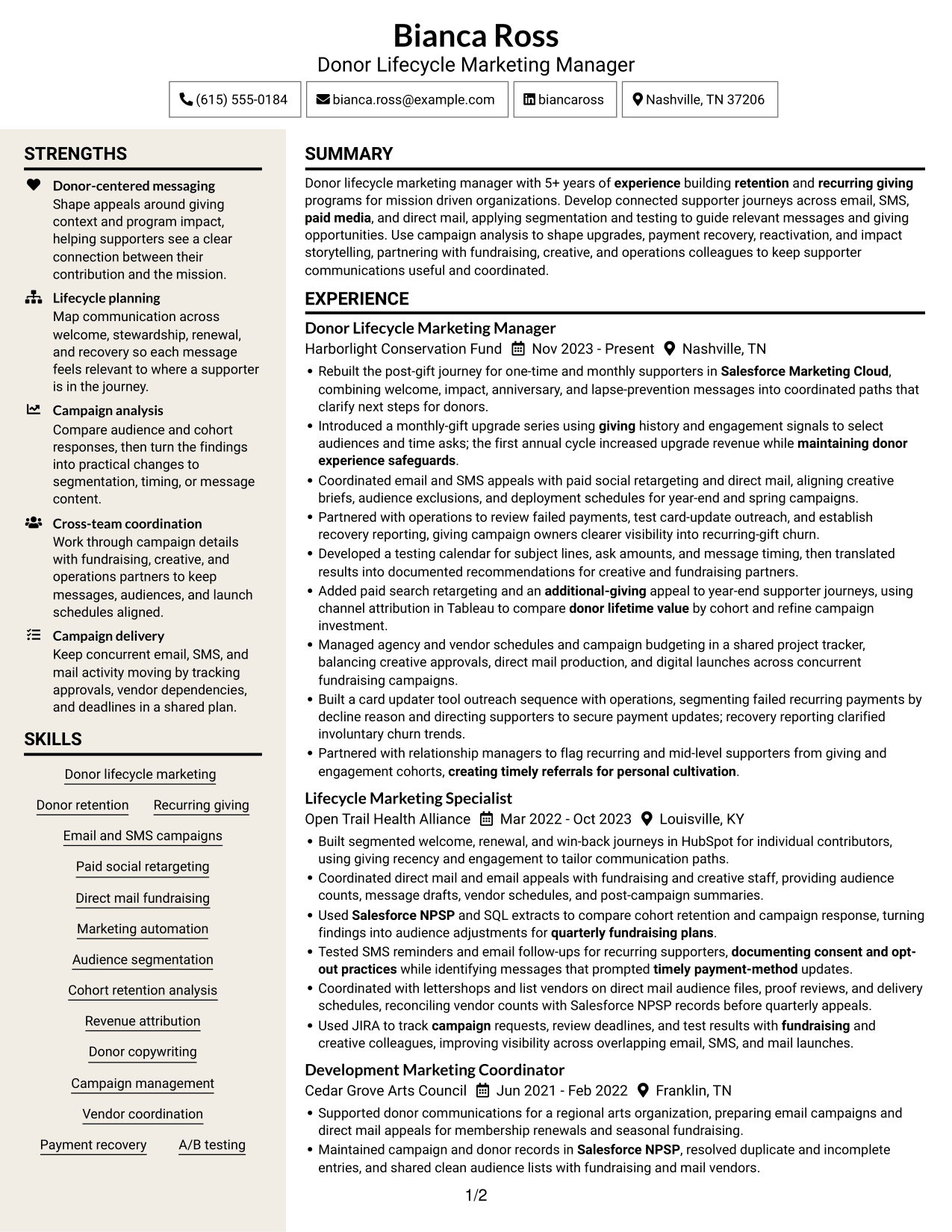 Resume example — page 1