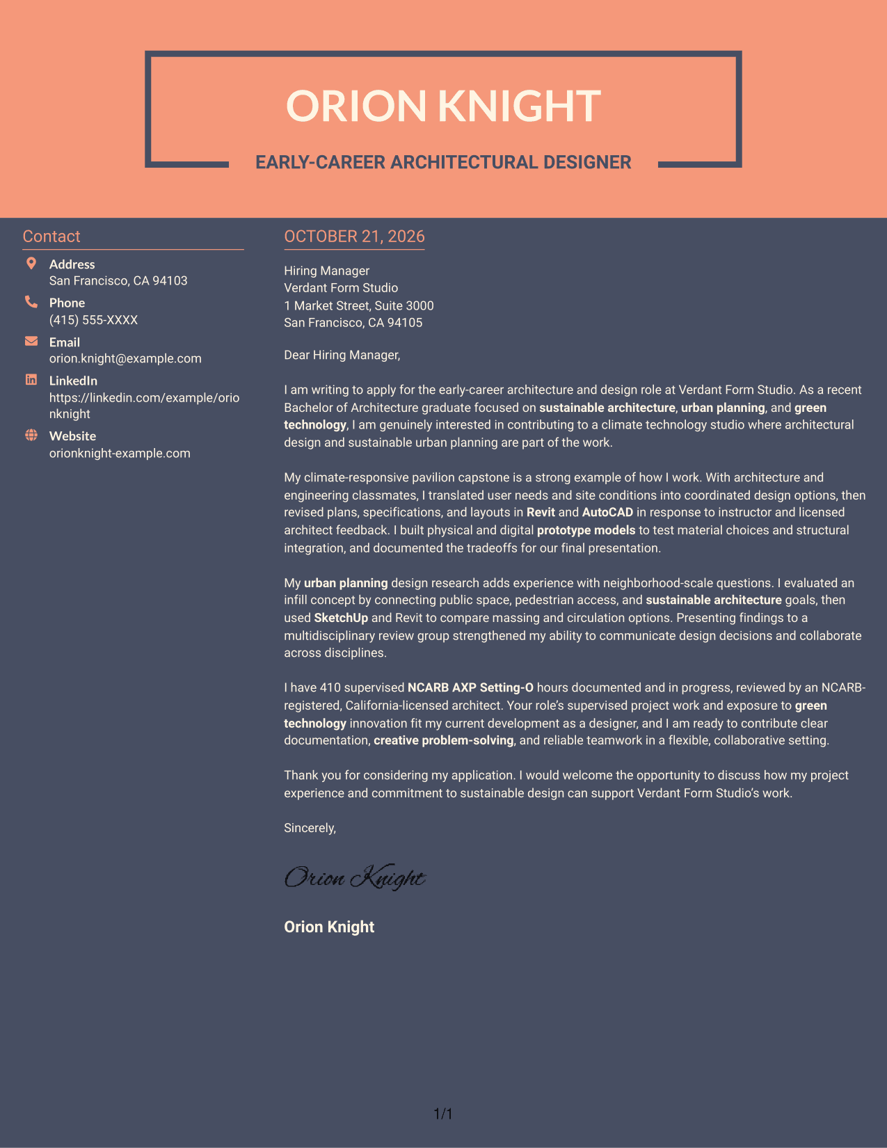 Cover letter example — page 1