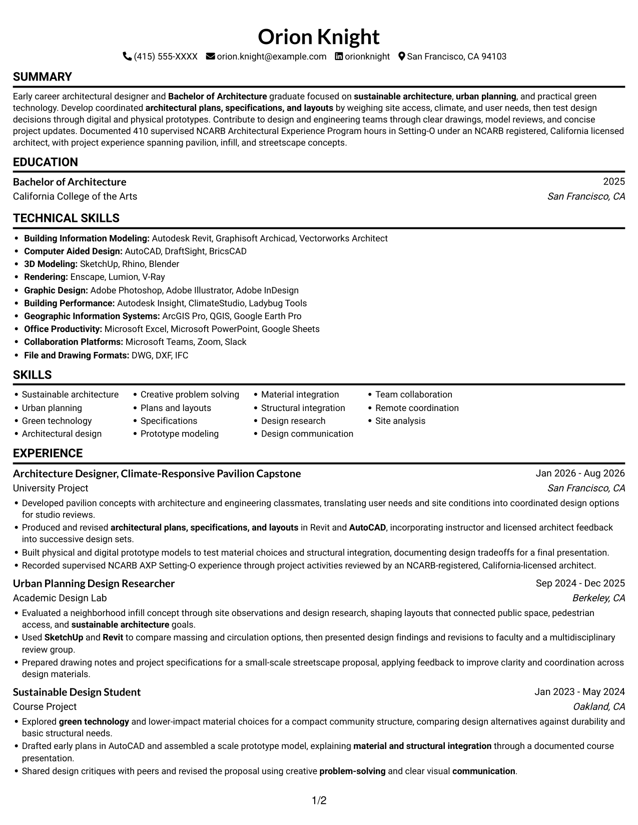 Resume example — page 1