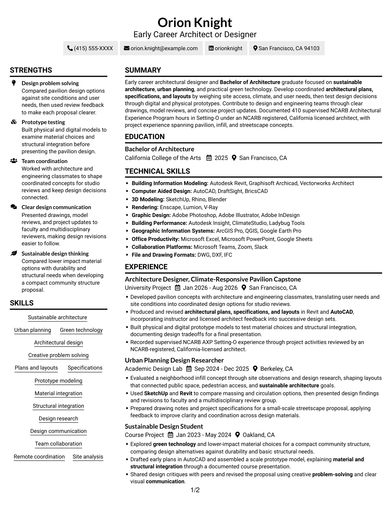 Resume example — page 1