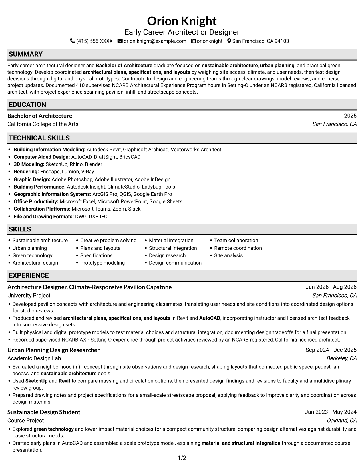 Resume example — page 1