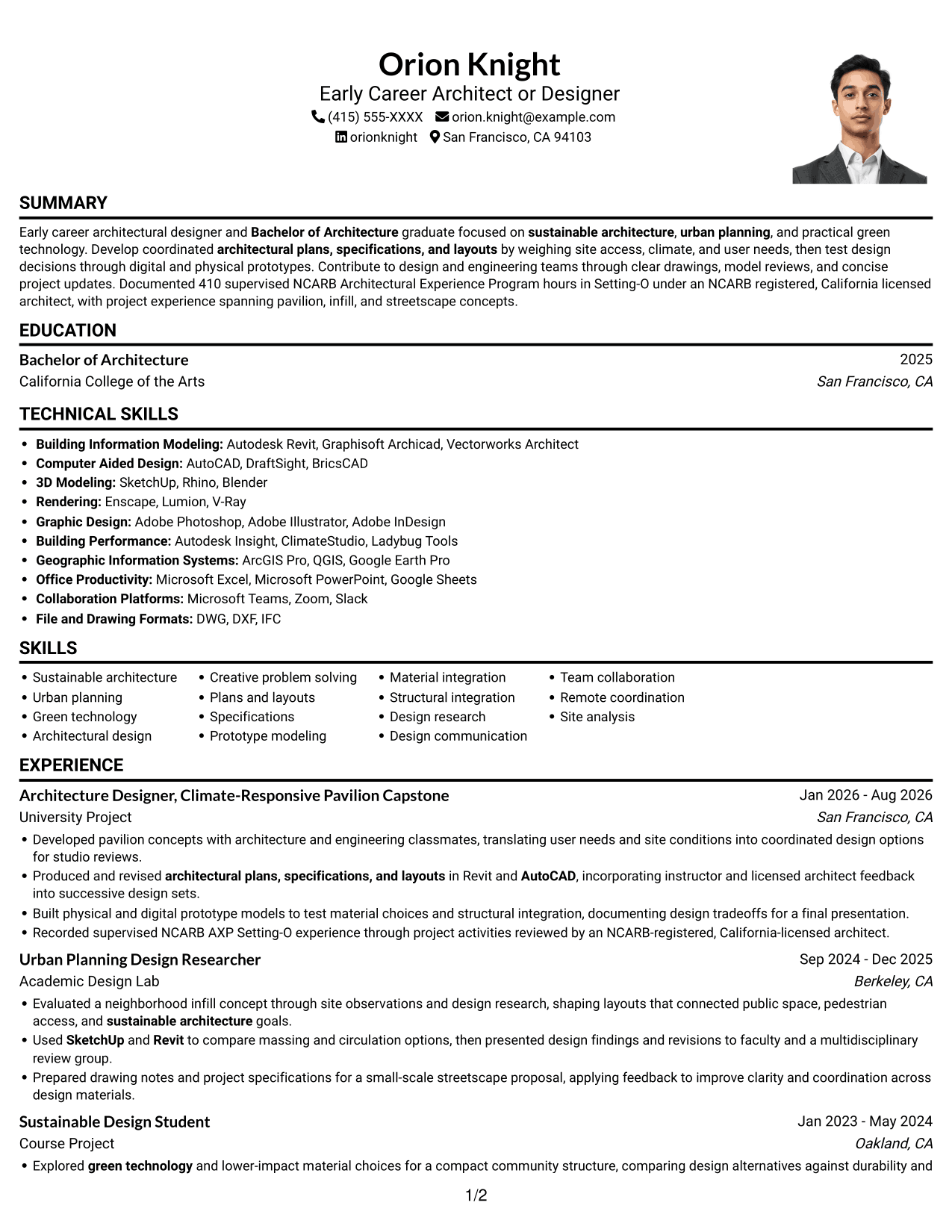 Resume example — page 1