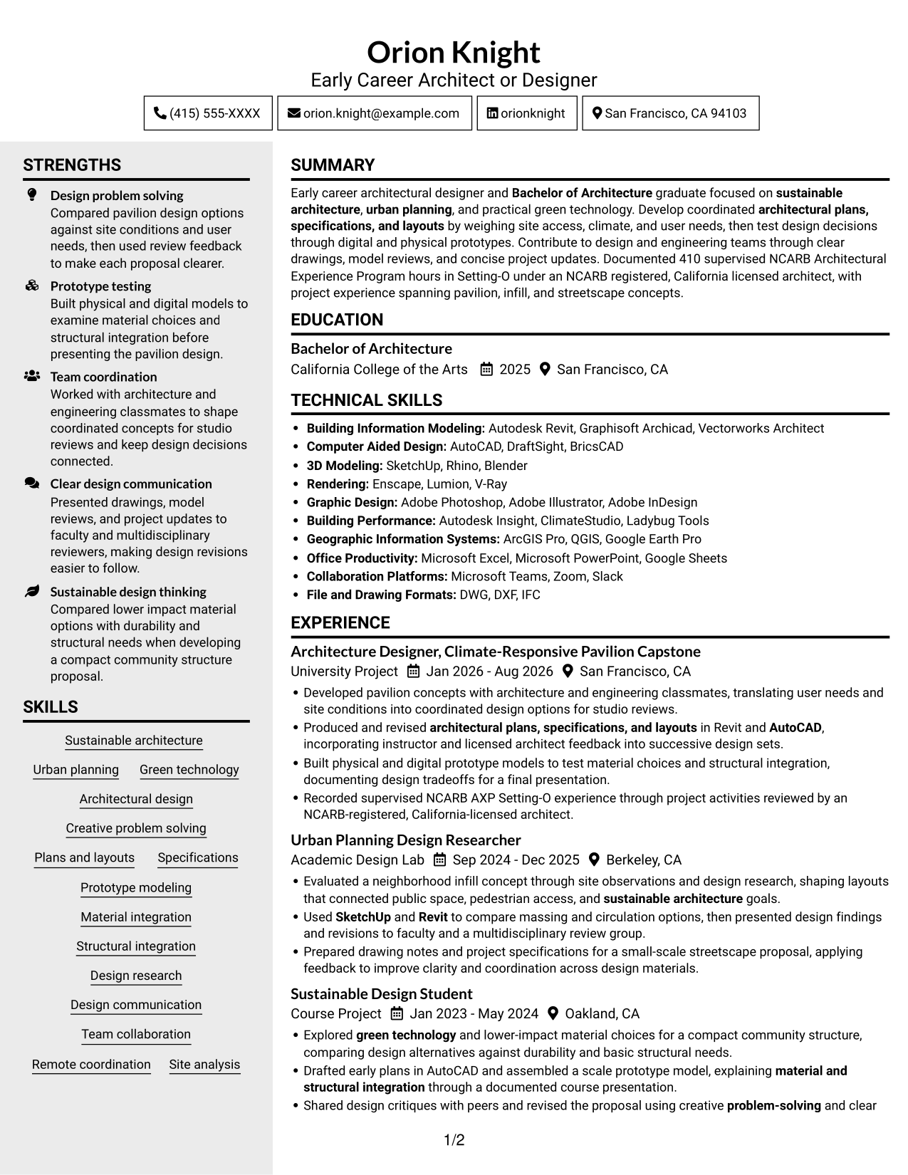 Resume example — page 1