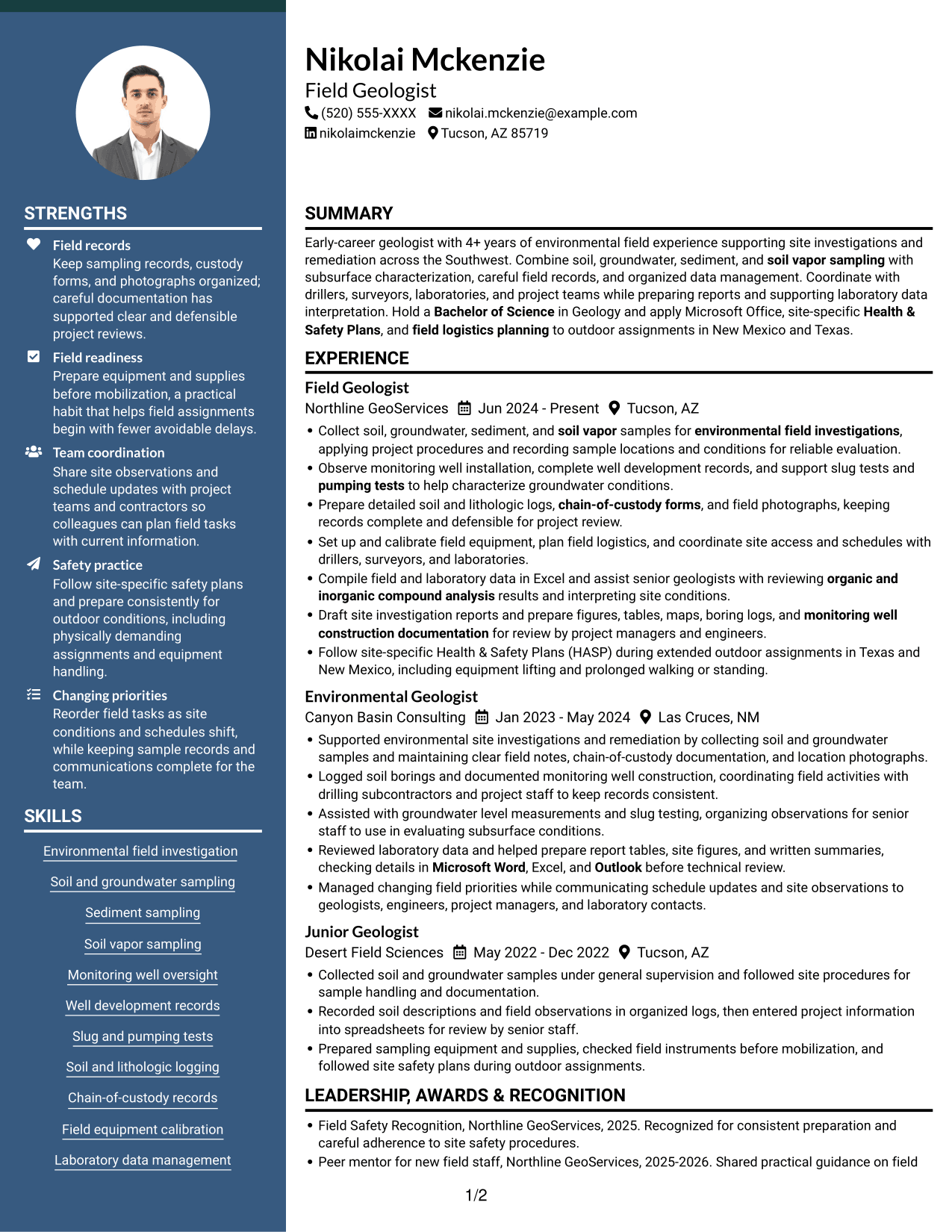 Resume example — page 1