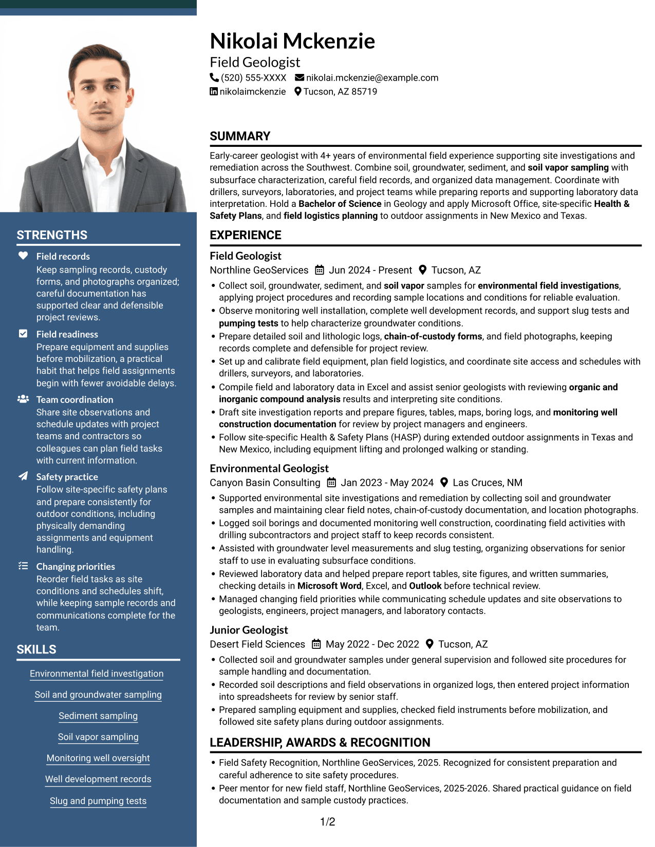Resume example — page 1