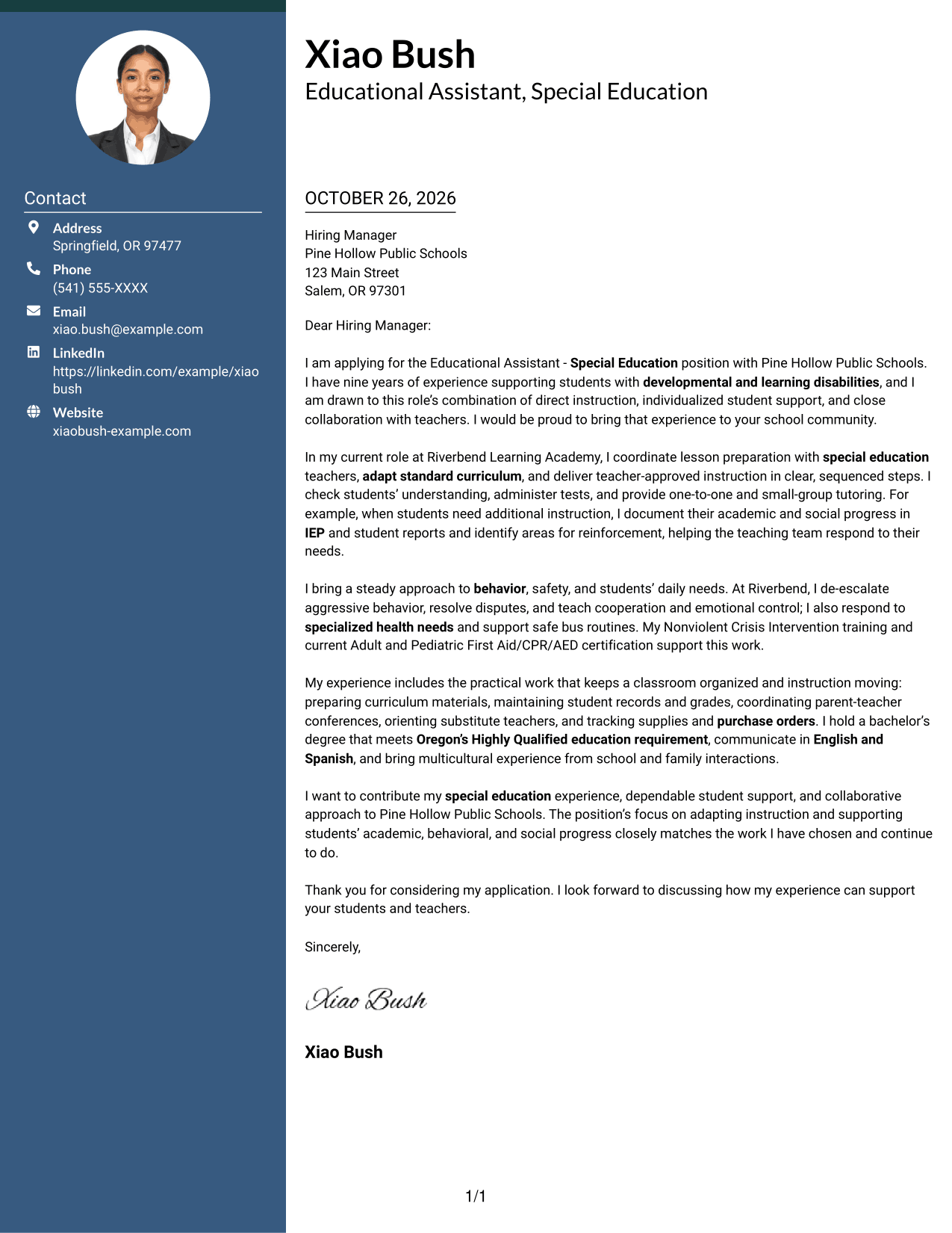 Cover letter example — page 1
