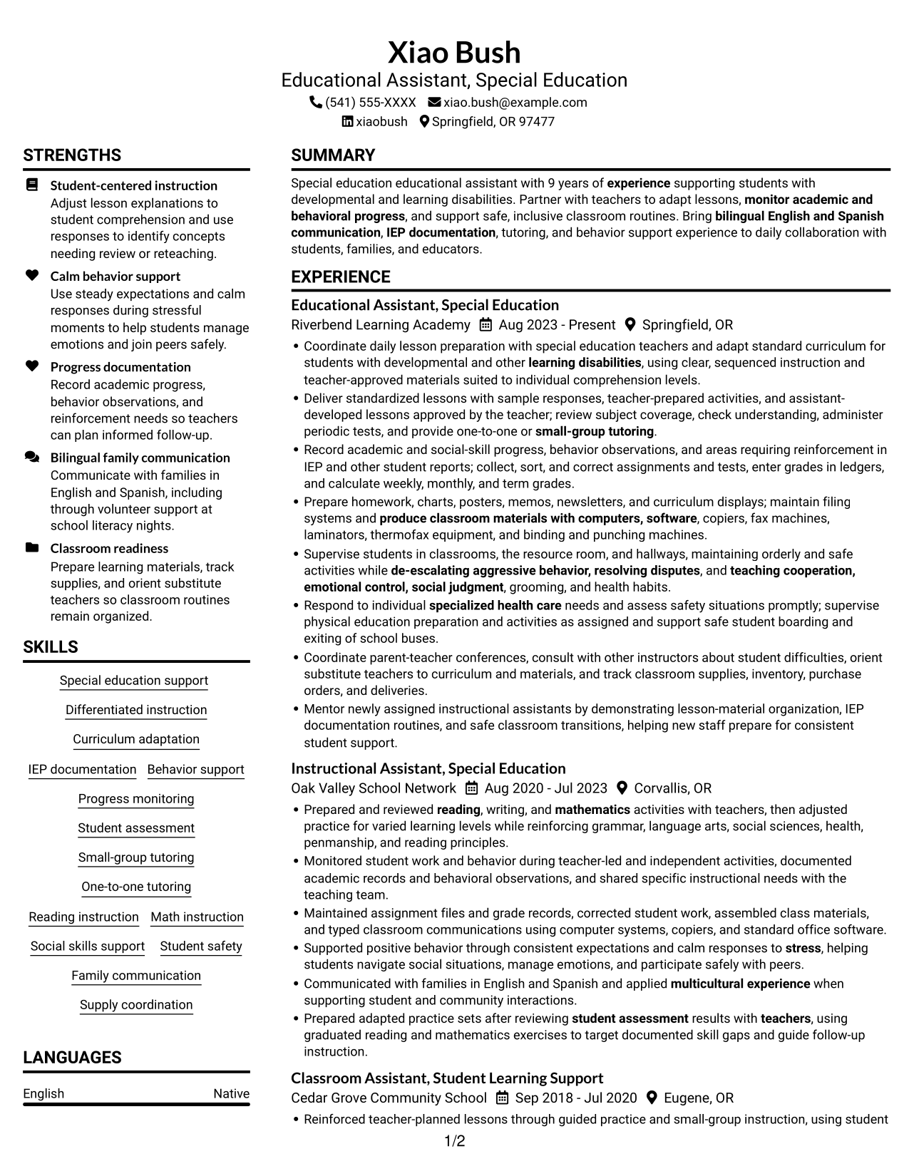 Resume example — page 1