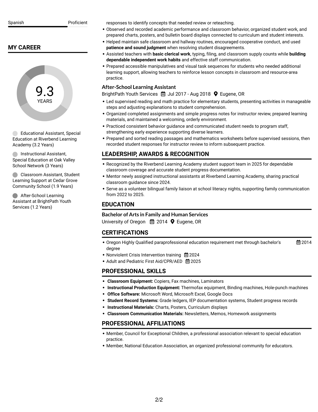 Resume example — page 2