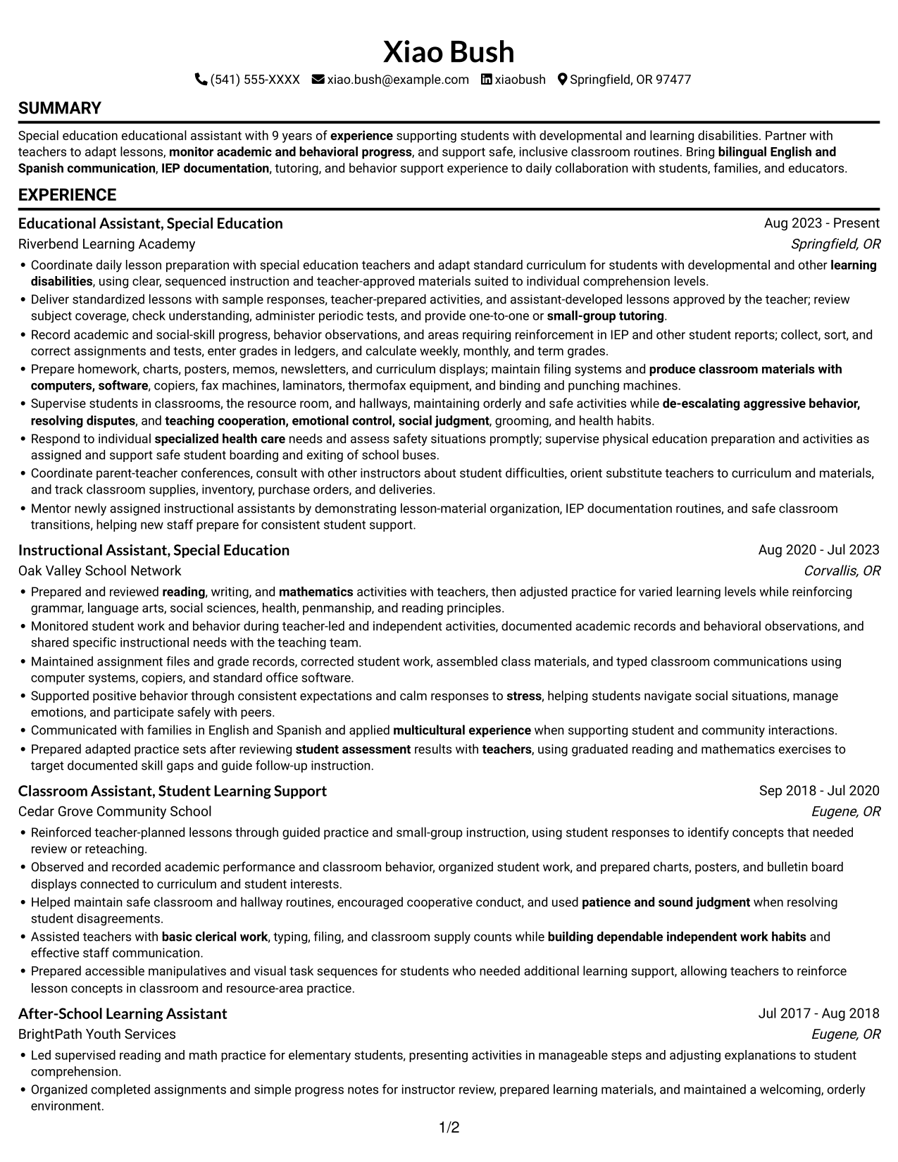 Resume example — page 1