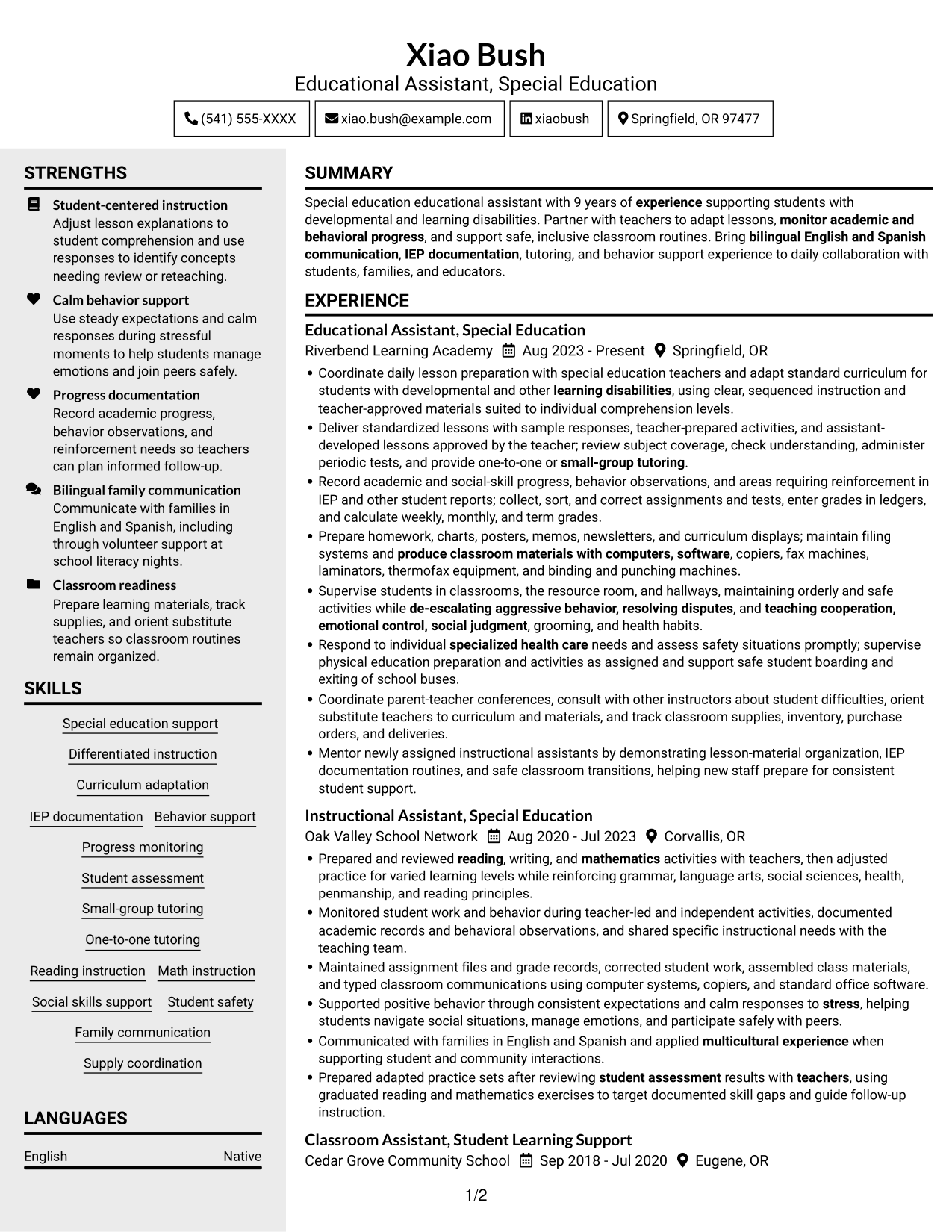 Resume example — page 1