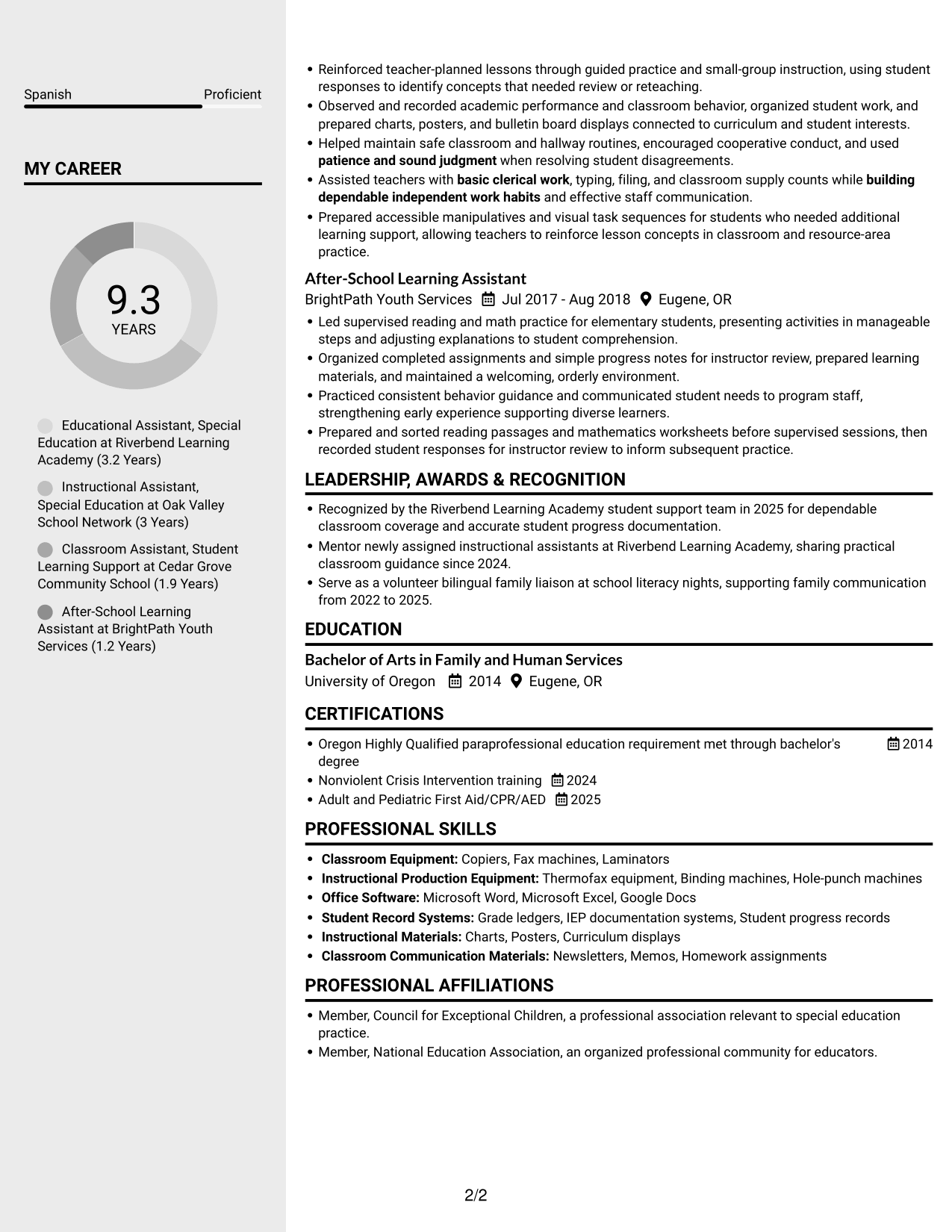 Resume example — page 2