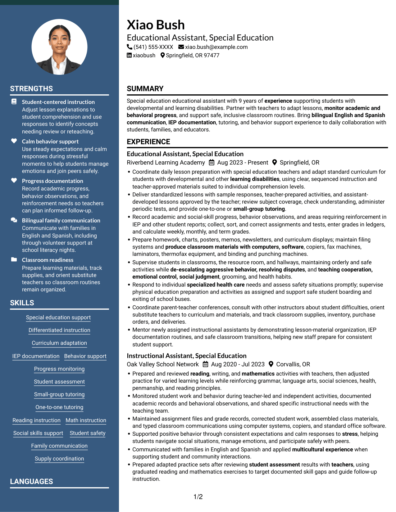 Resume example — page 1