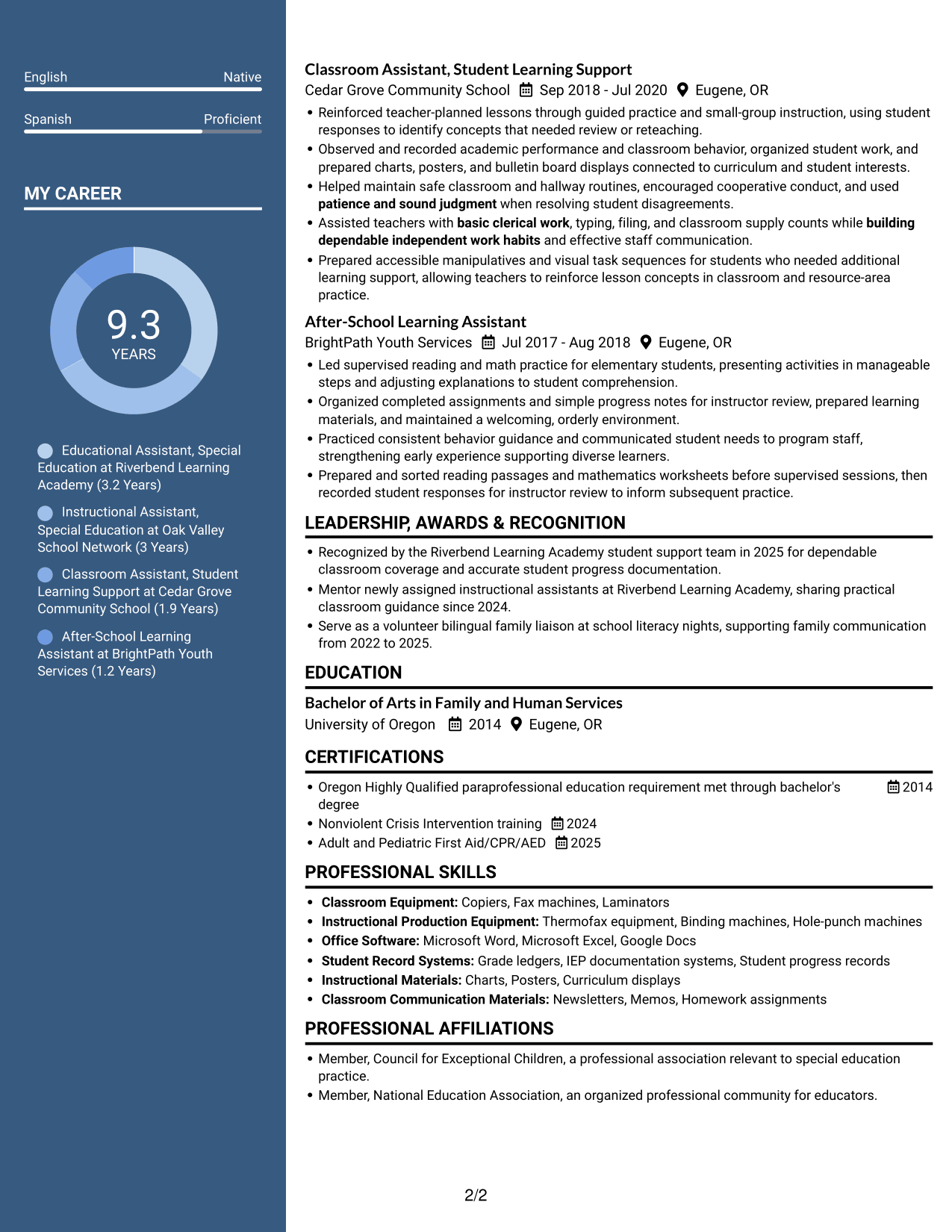 Resume example — page 2