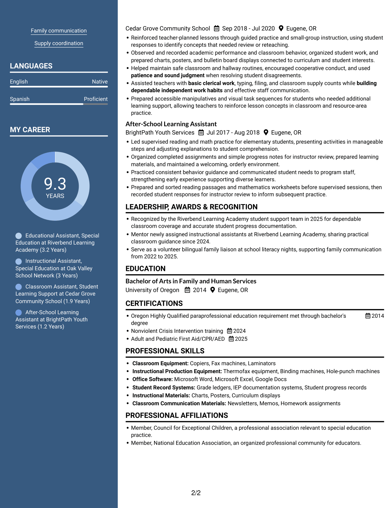 Resume example — page 2