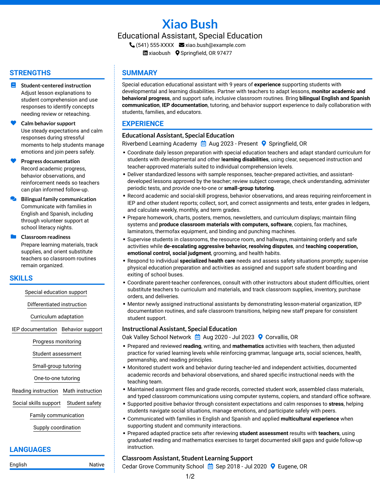 Resume example — page 1