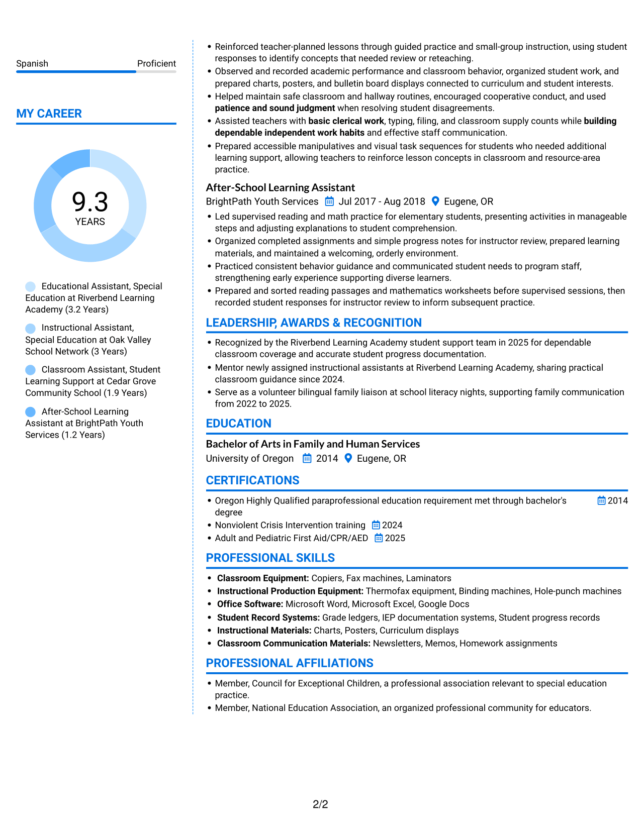 Resume example — page 2