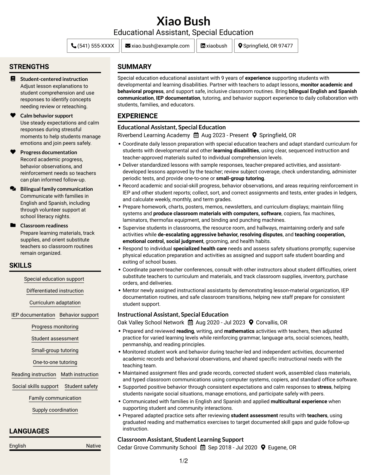 Resume example — page 1