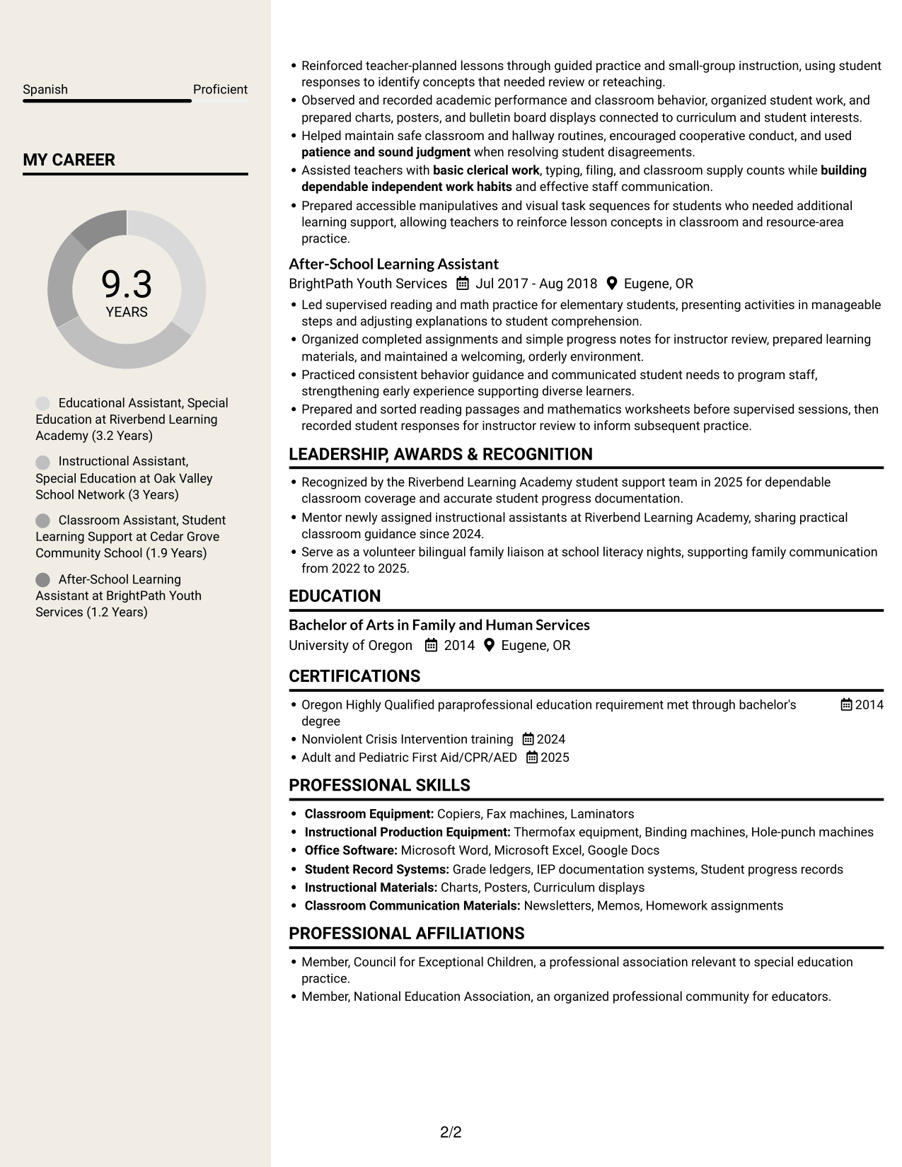 Resume example — page 2
