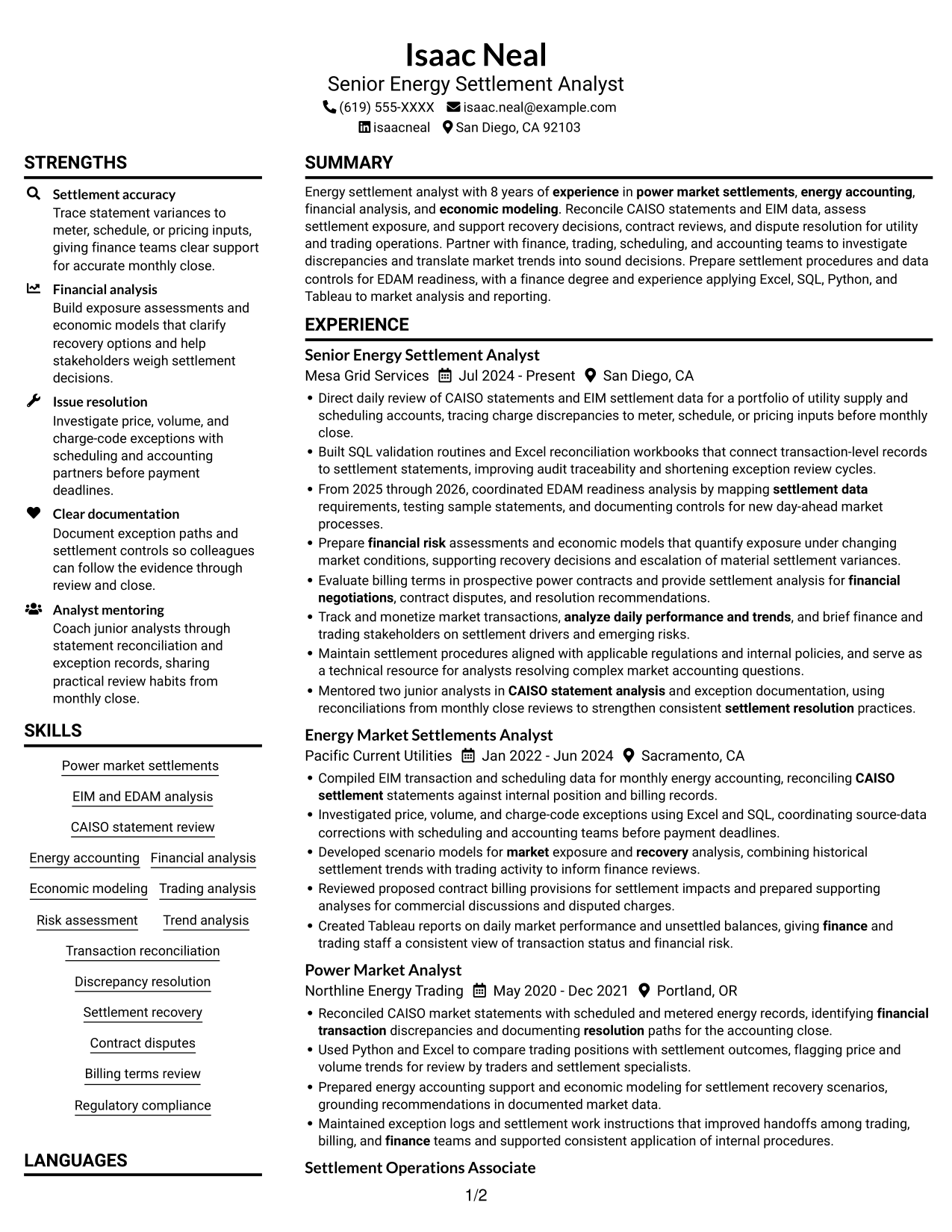 Resume example — page 1