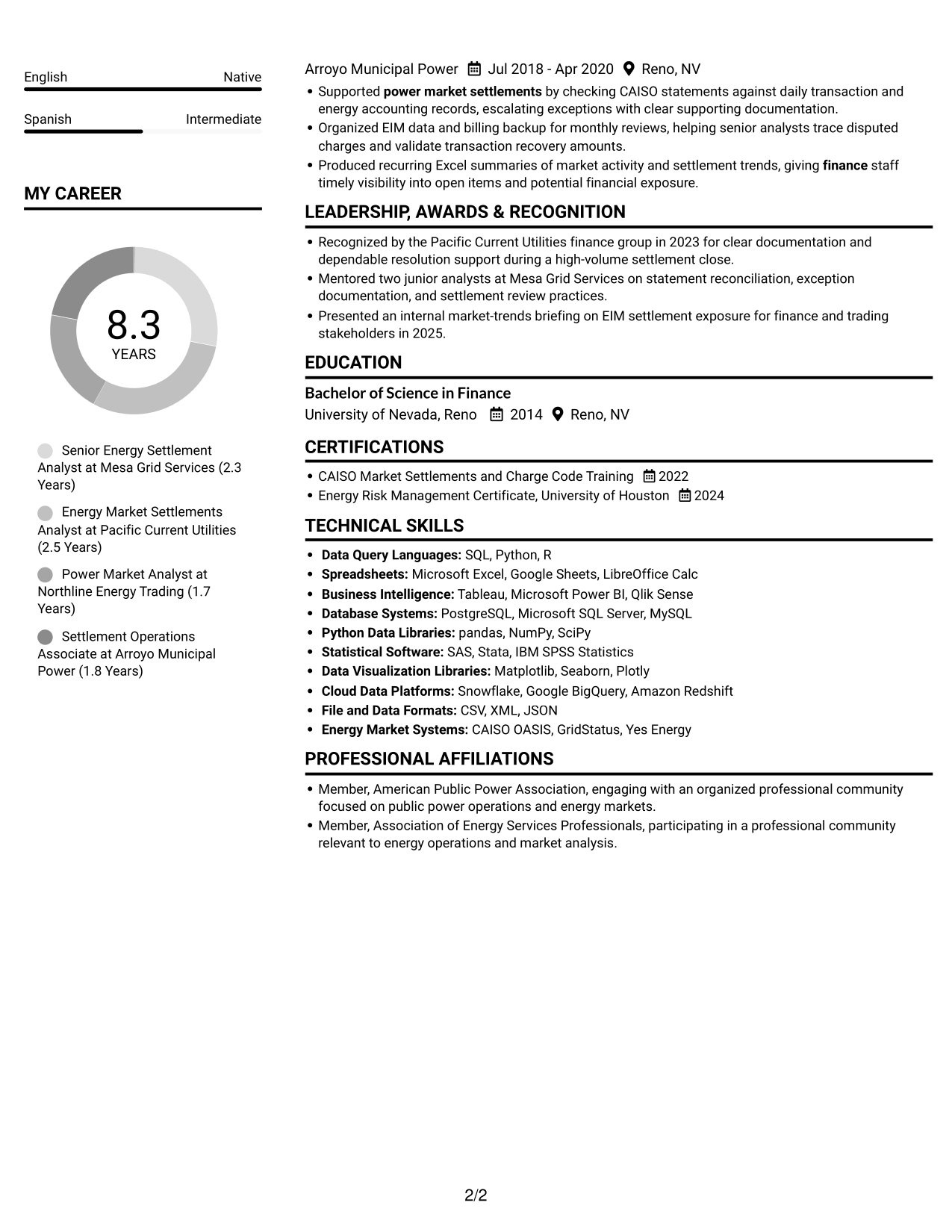 Resume example — page 2