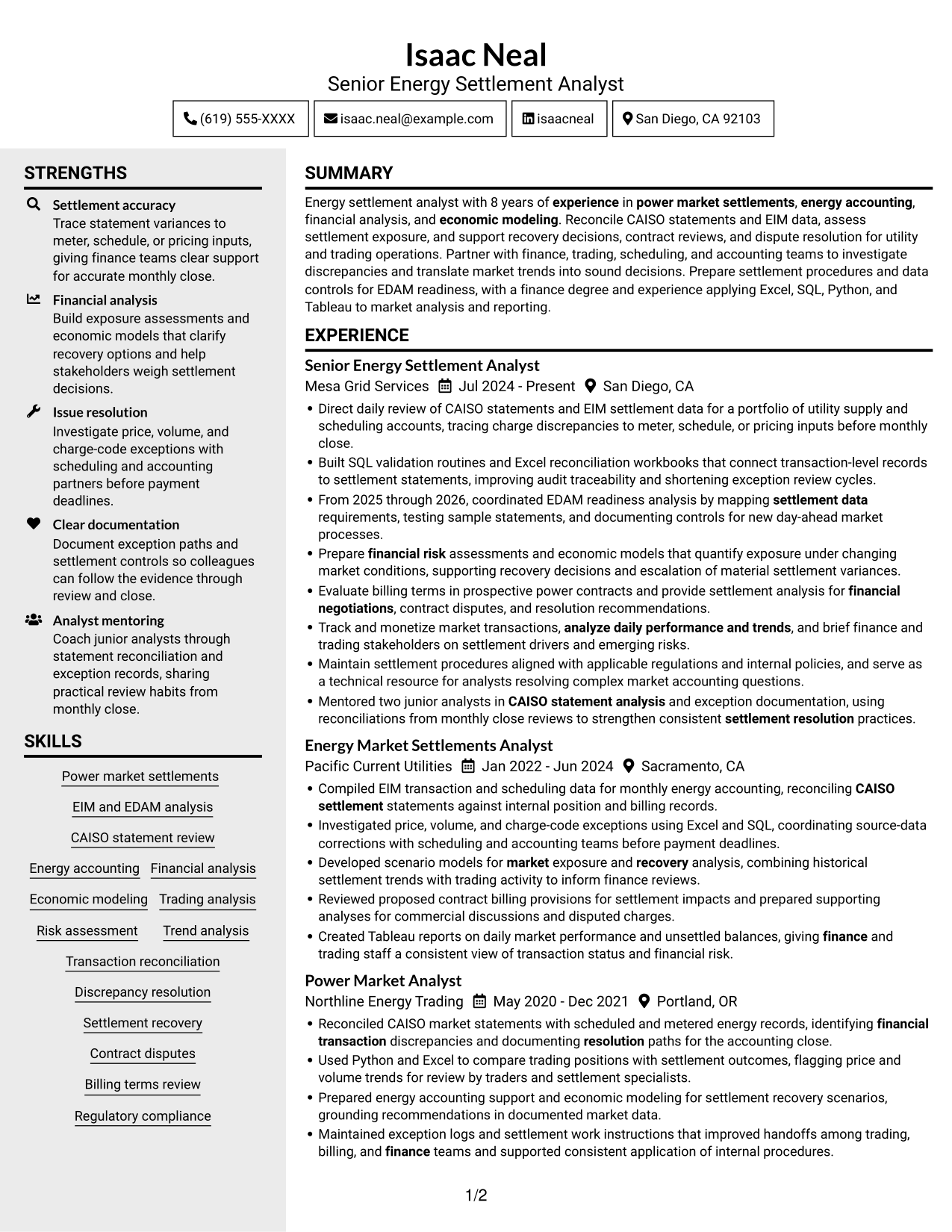 Resume example — page 1