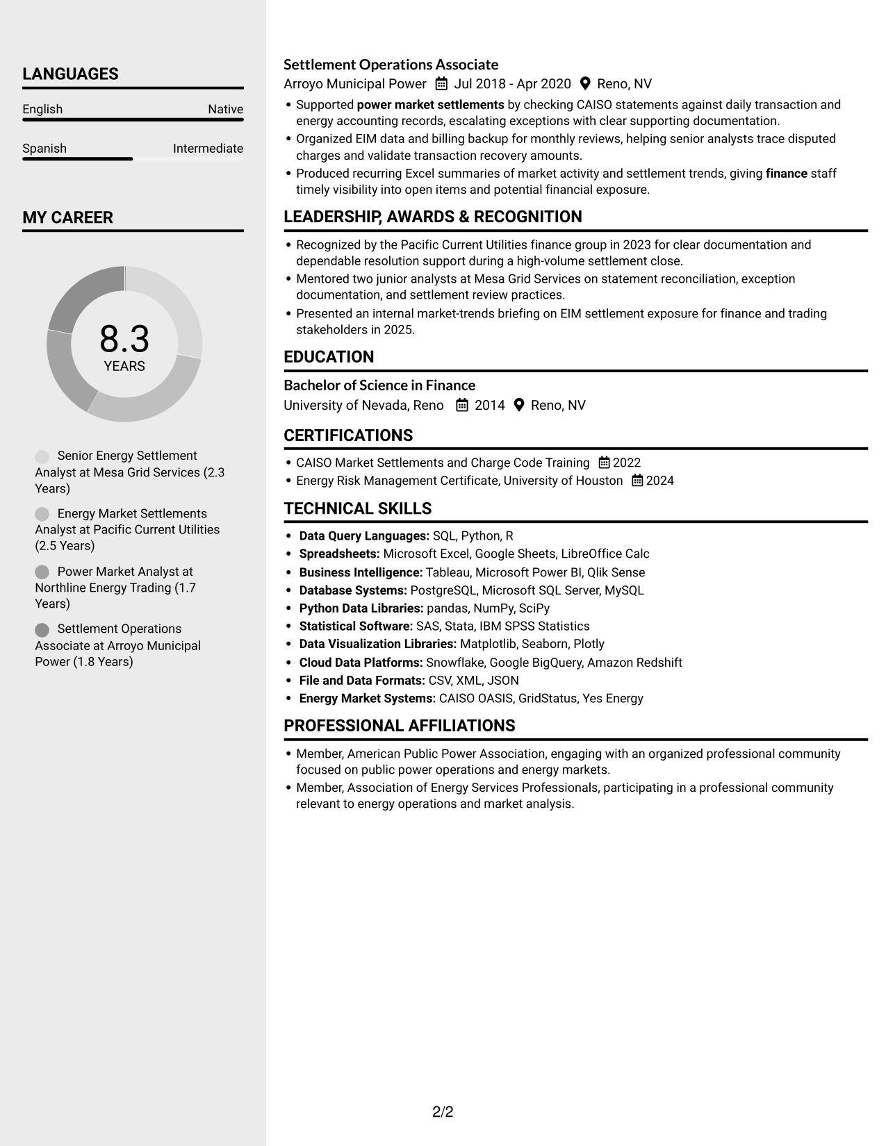 Resume example — page 2